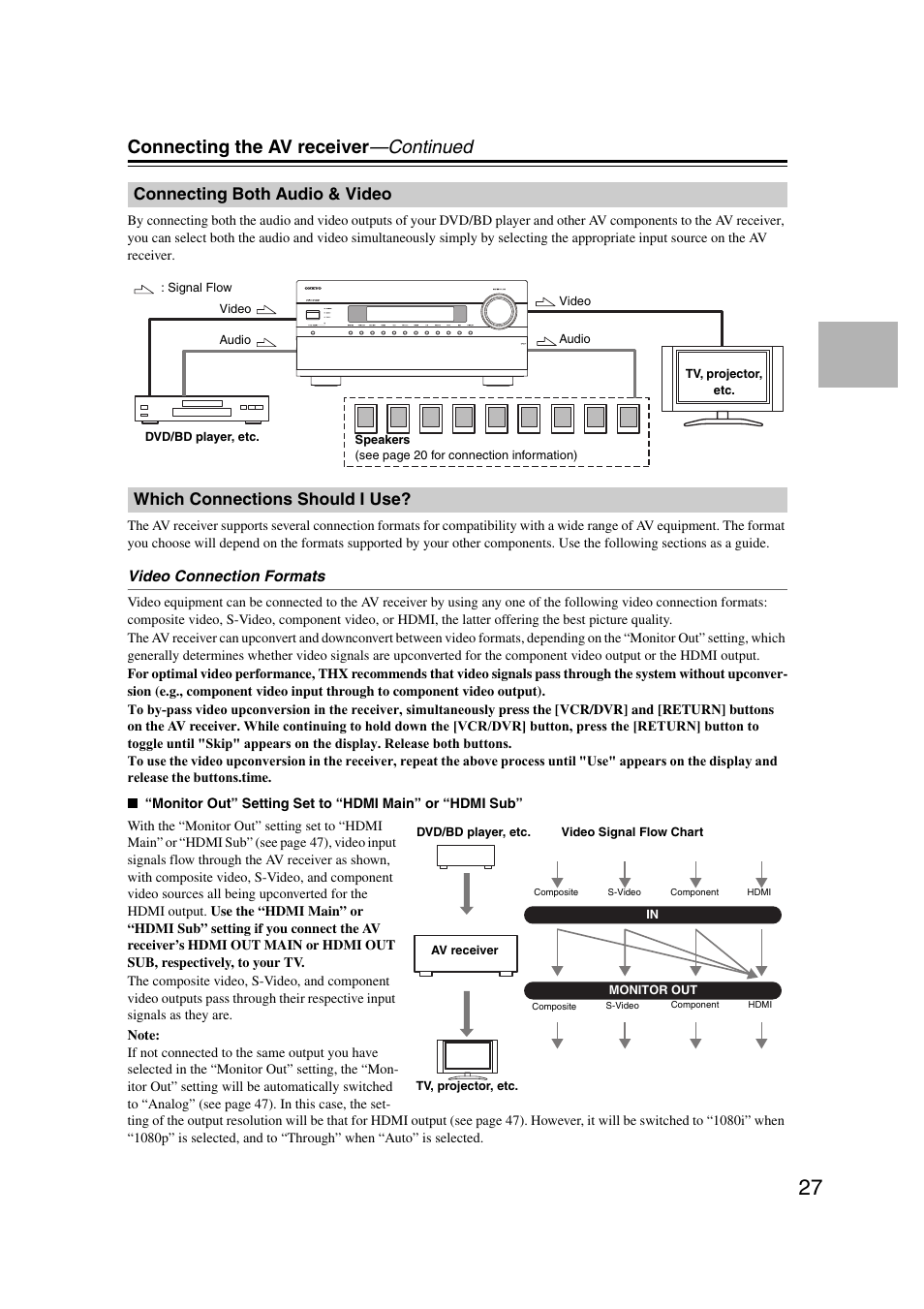 Connecting both audio & video, Which connections should i use, Connecting the av receiver —continued | Onkyo TX-NR1007 User Manual | Page 27 / 156