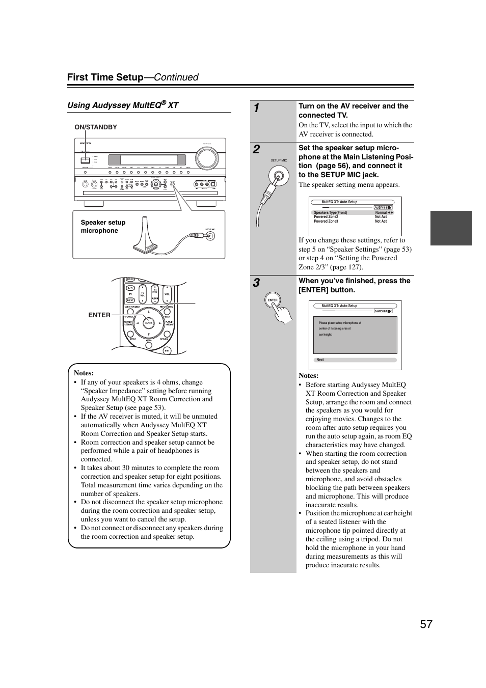 First time setup —continued | Onkyo TX-NR1007 User Manual | Page 57 / 156