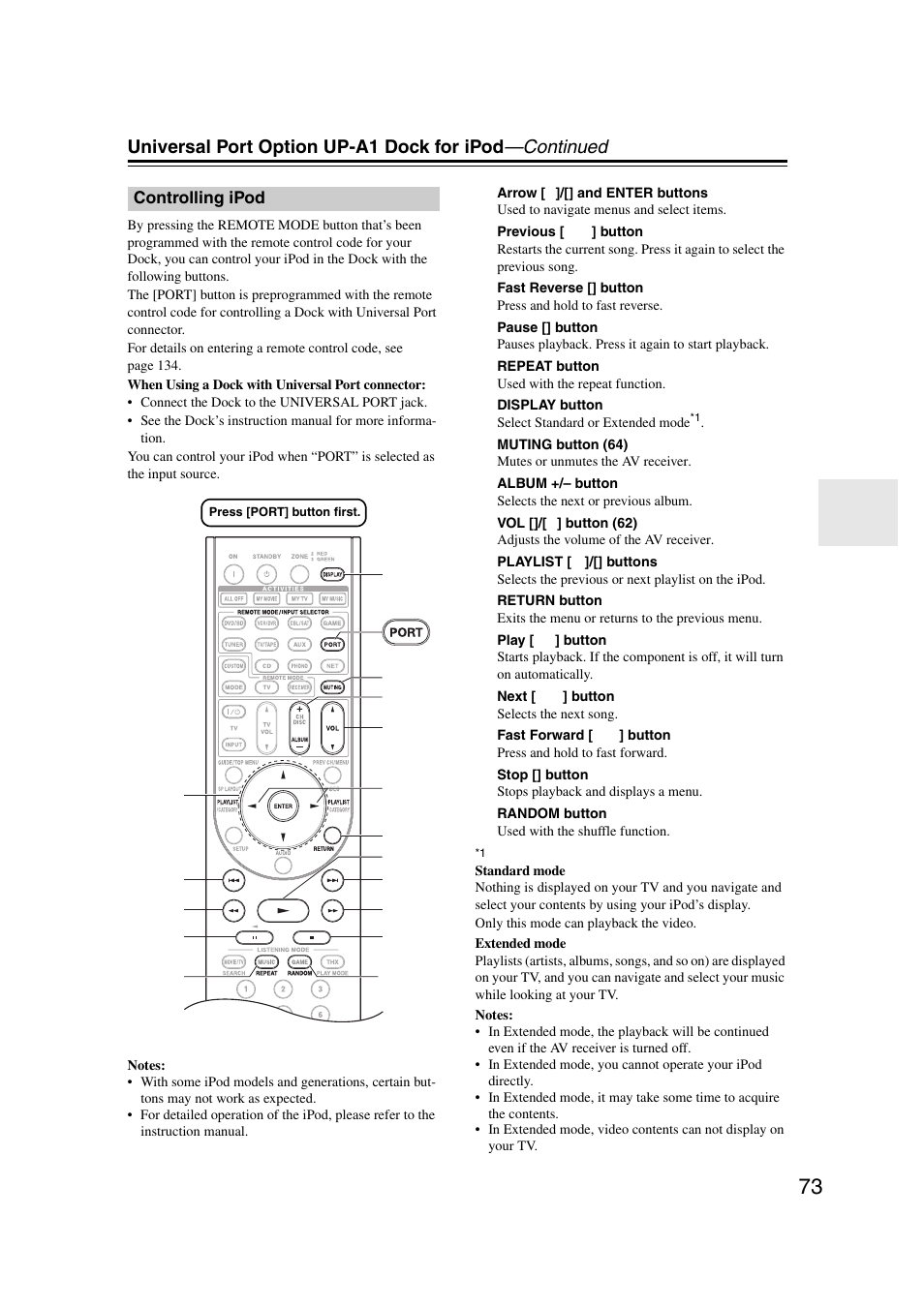 Controlling ipod | Onkyo TX-NR1007 User Manual | Page 73 / 156