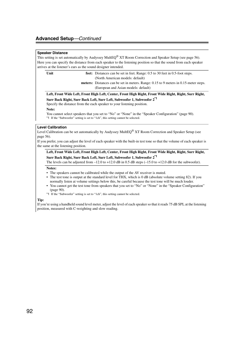 Advanced setup —continued | Onkyo TX-NR1007 User Manual | Page 92 / 156