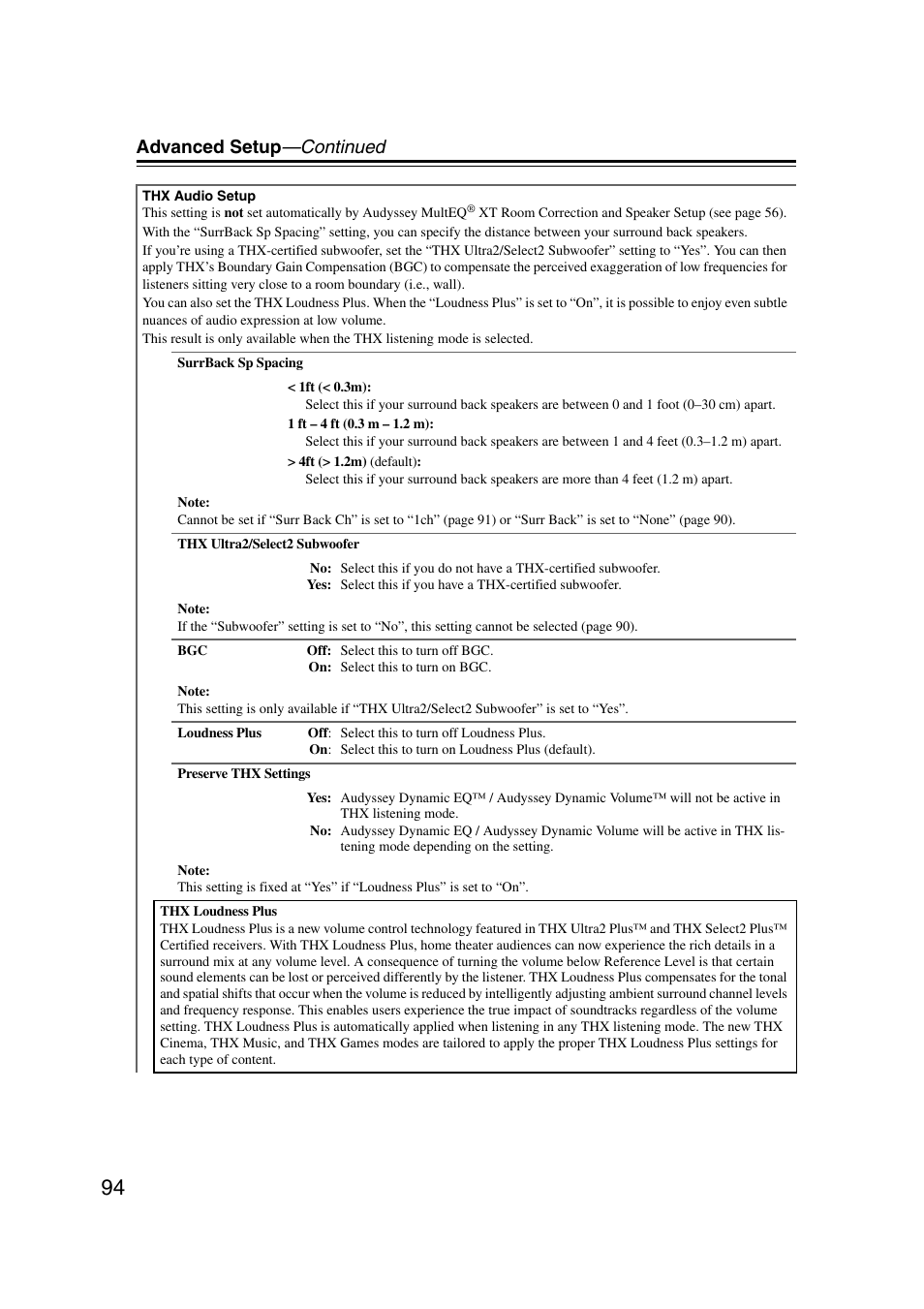 Advanced setup —continued | Onkyo TX-NR1007 User Manual | Page 94 / 156