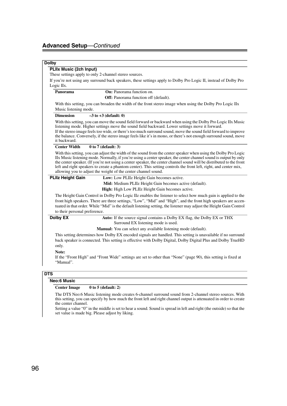 Advanced setup —continued | Onkyo TX-NR1007 User Manual | Page 96 / 156