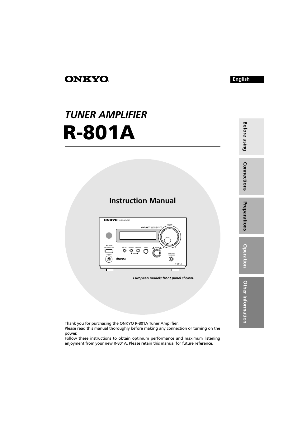 Onkyo R-801A User Manual | 52 pages