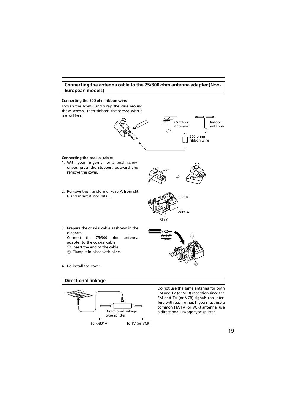 Directional iinkage | Onkyo R-801A User Manual | Page 19 / 52