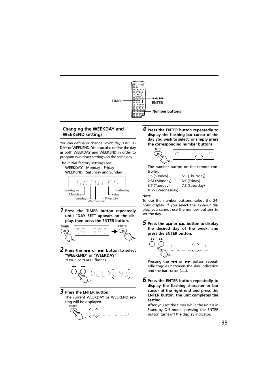 Changing the weekday and weekend settings | Onkyo R-801A User Manual | Page 39 / 52