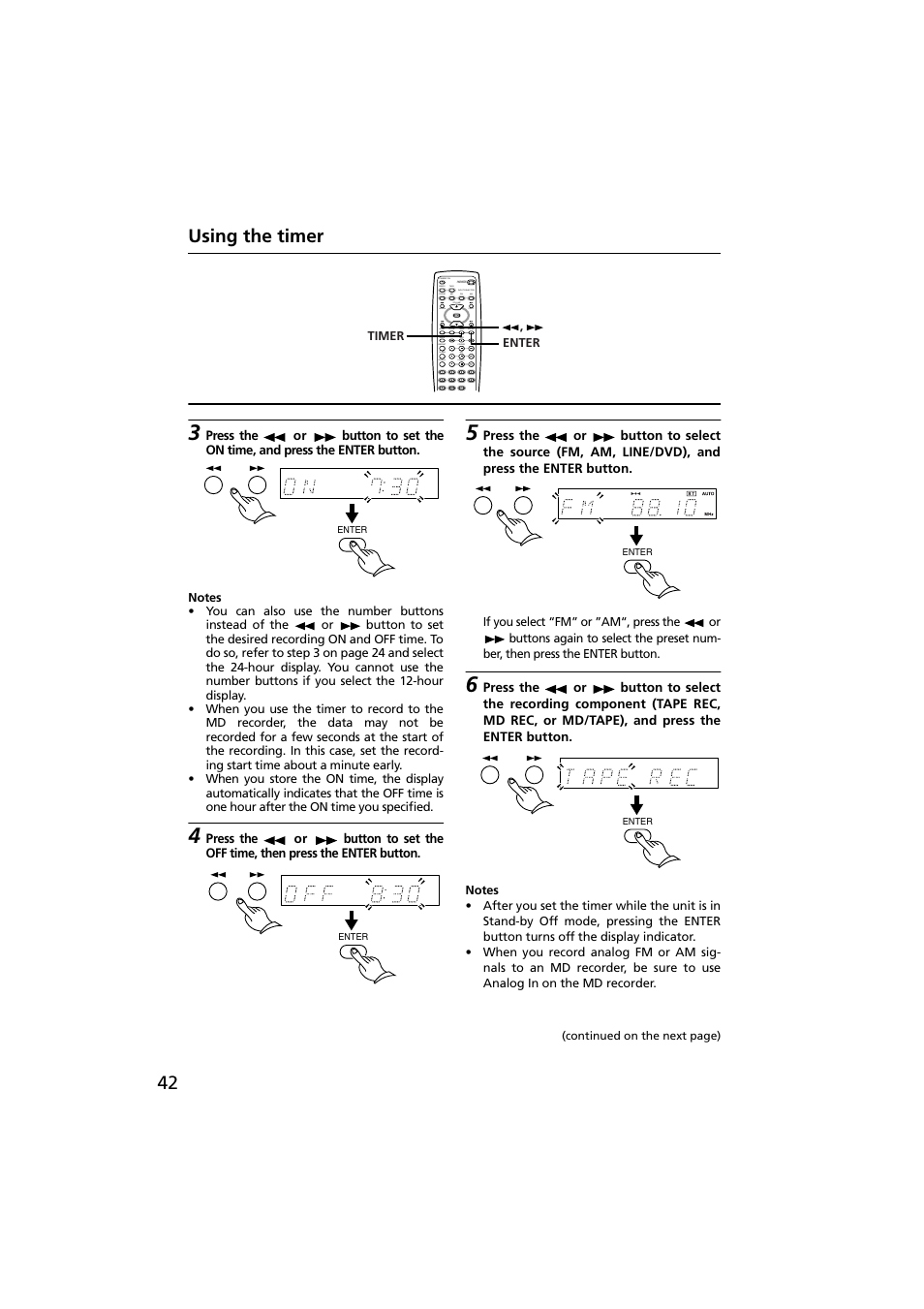 42 using the timer | Onkyo R-801A User Manual | Page 42 / 52