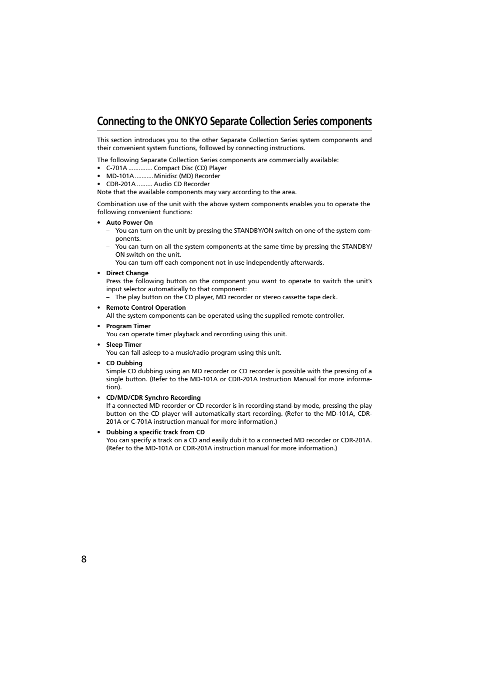 Onkyo R-801A User Manual | Page 8 / 52