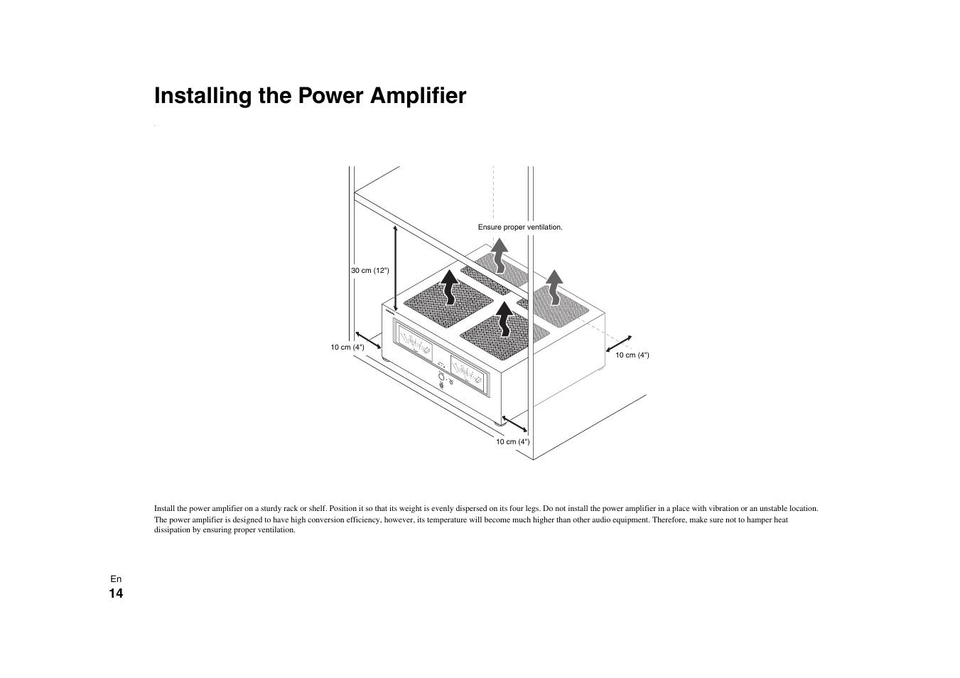 Installing the power amplifier | Onkyo Power Amplifier M-5000R User Manual | Page 14 / 24