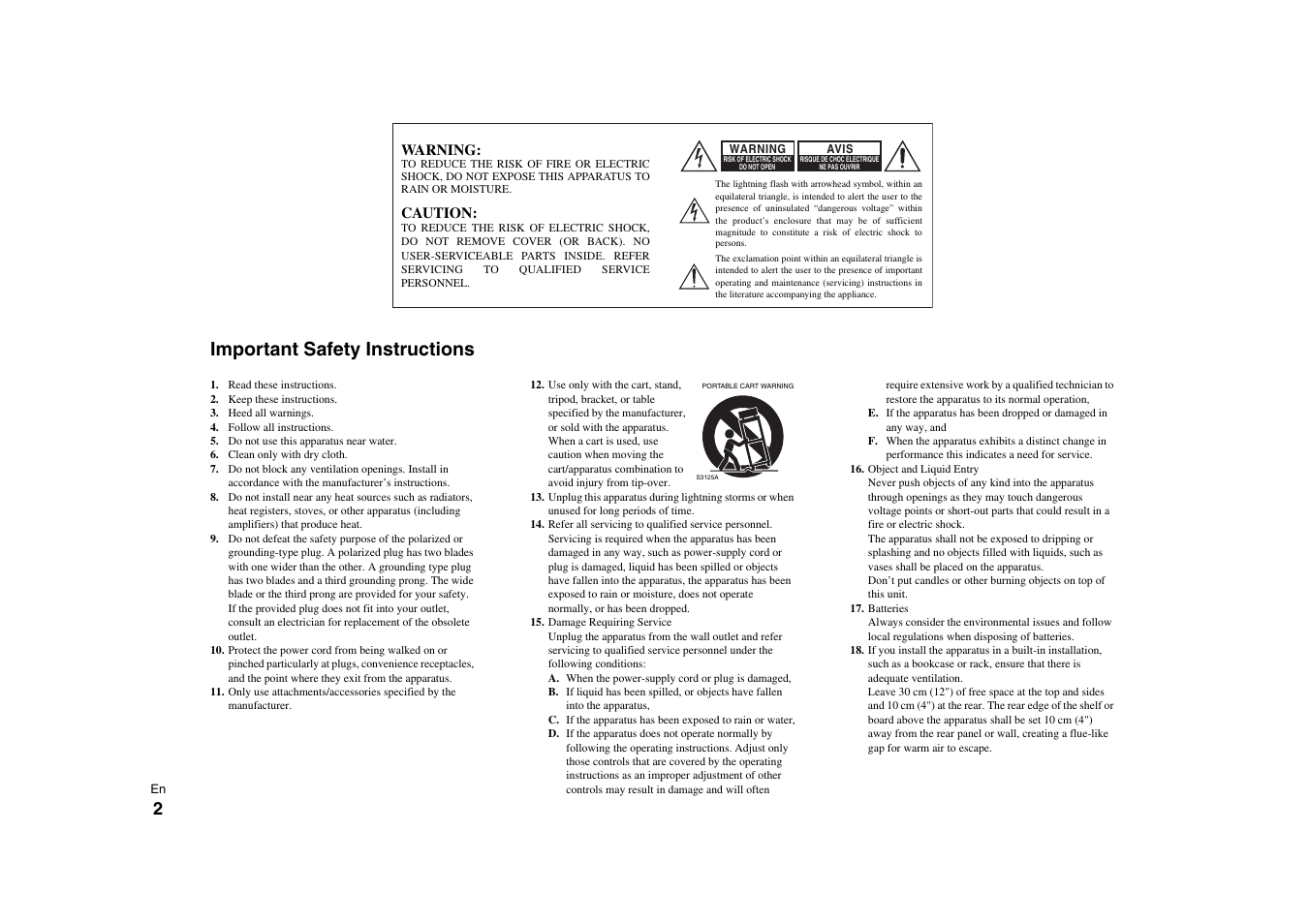 Introduction, Important safety instructions | Onkyo Power Amplifier M-5000R User Manual | Page 2 / 24