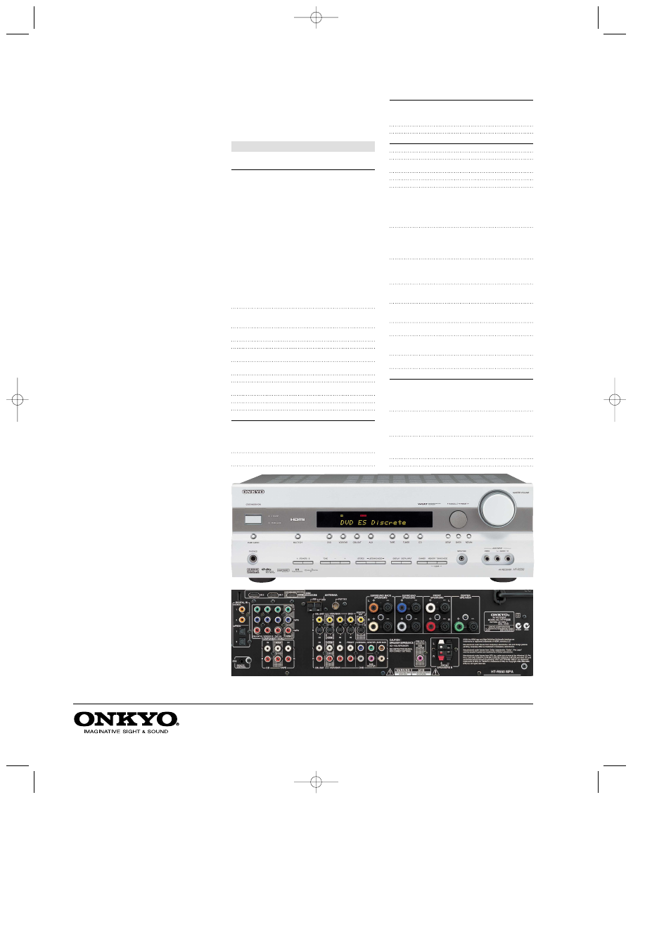 Ht-sr800, Specifications | Onkyo HT-SR800 User Manual | Page 2 / 2