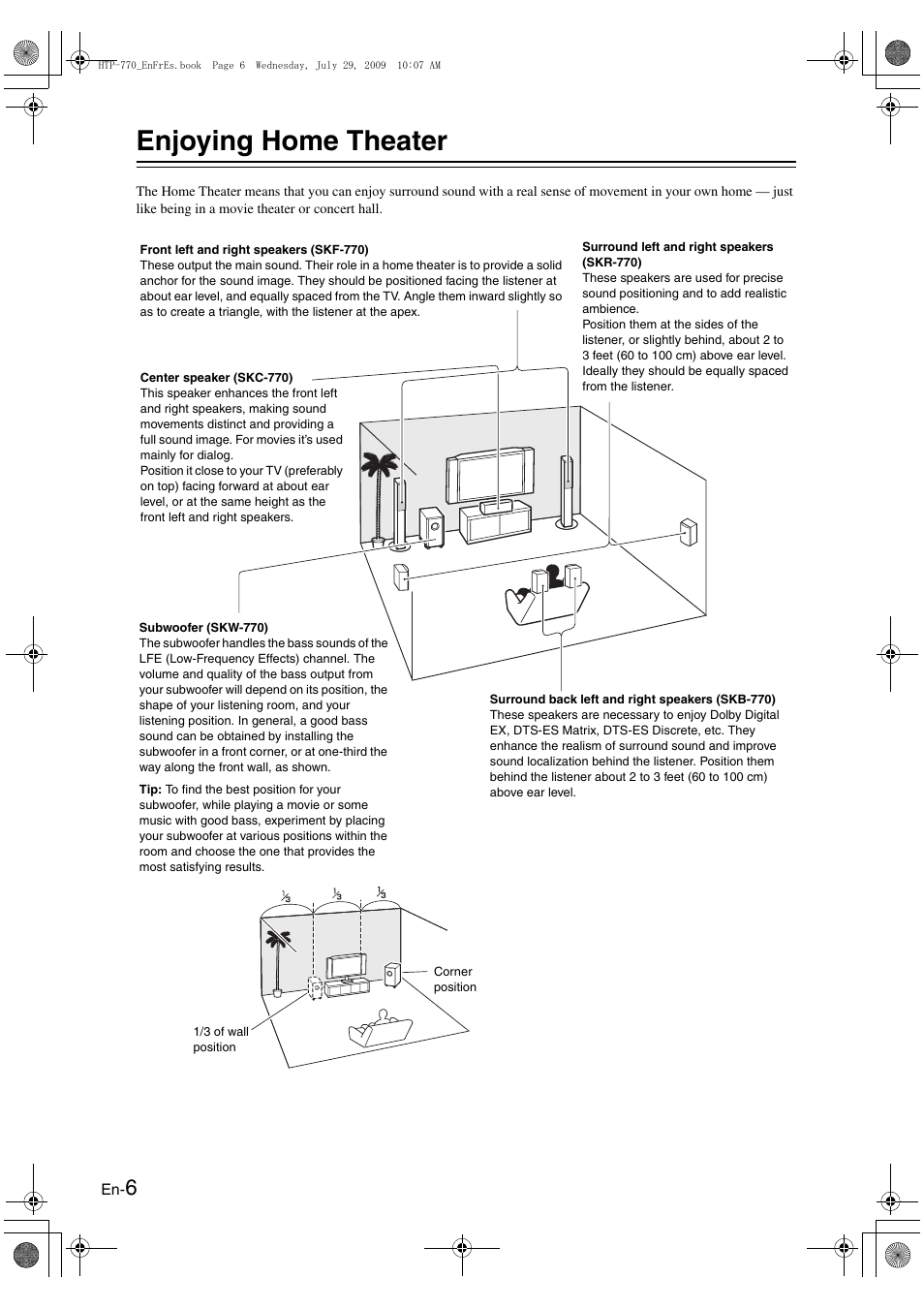 Enjoying home theater | Onkyo HT-RC160 User Manual | Page 110 / 121
