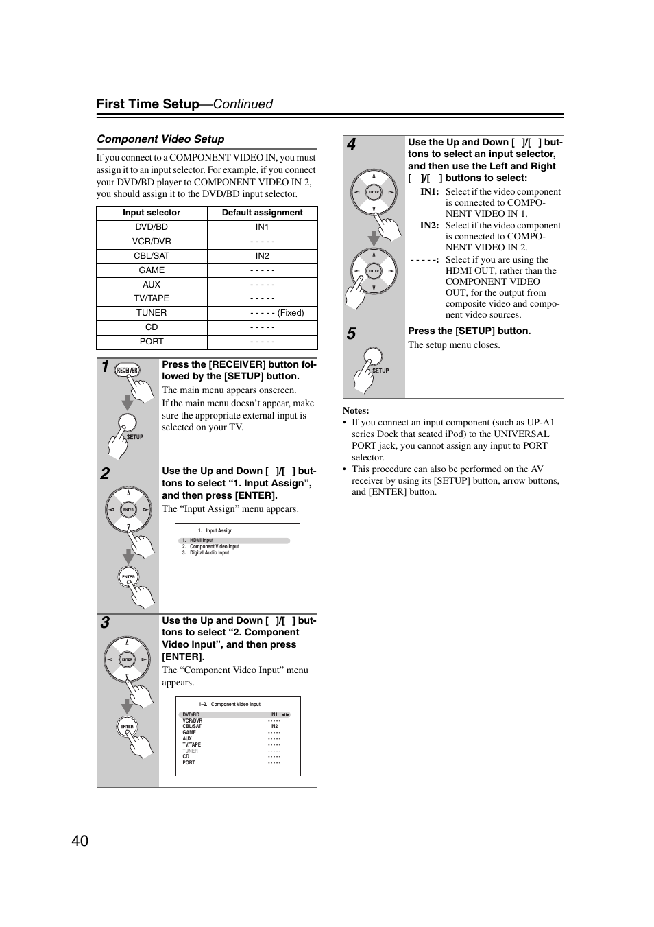 First time setup —continued | Onkyo HT-RC160 User Manual | Page 40 / 121