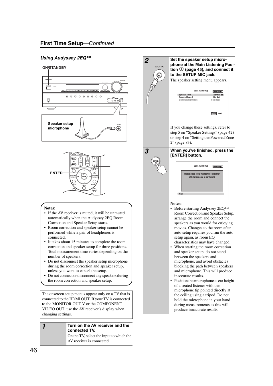 First time setup —continued | Onkyo HT-RC160 User Manual | Page 46 / 121