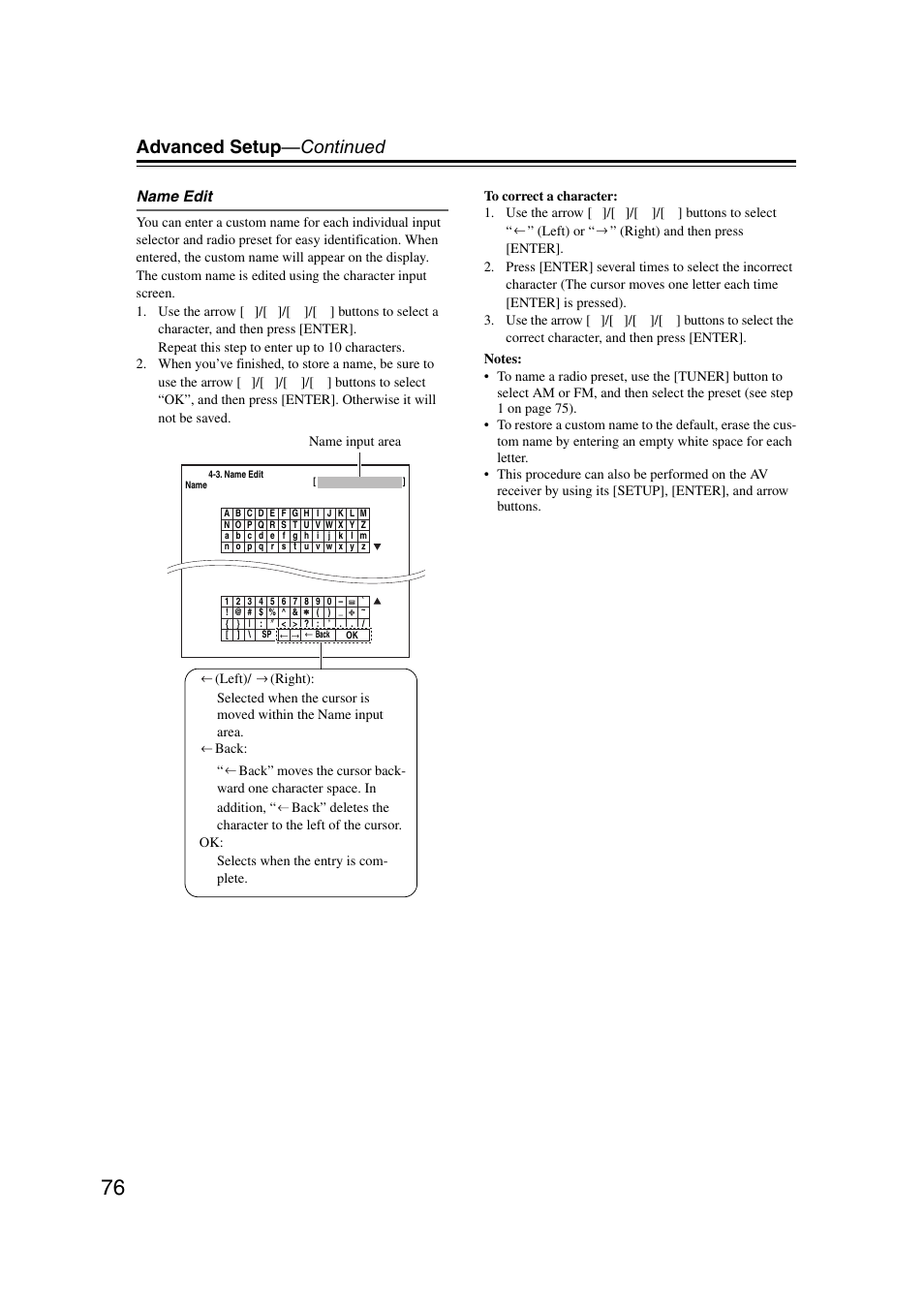 Advanced setup —continued | Onkyo HT-RC160 User Manual | Page 76 / 121