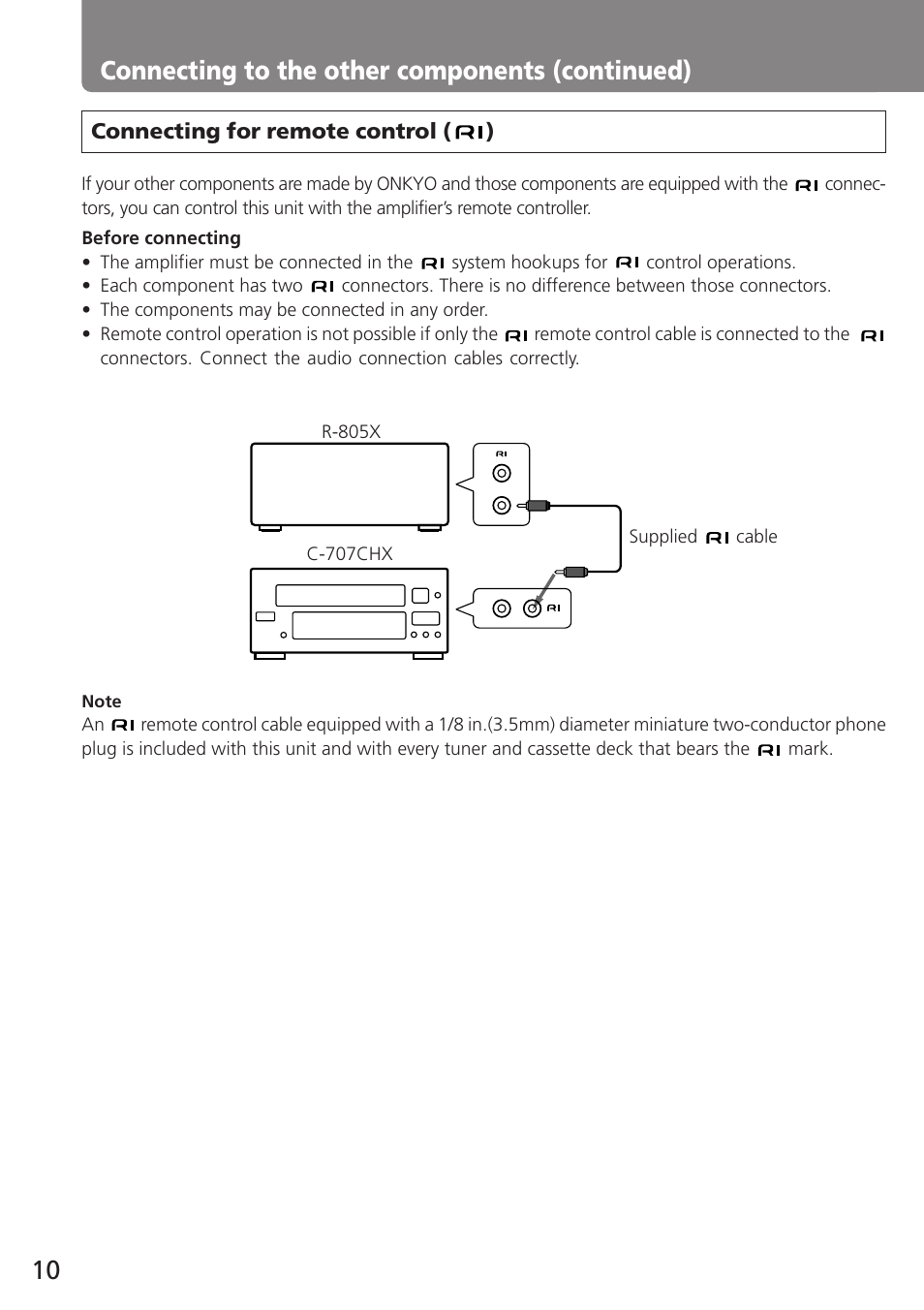 10 connecting to the other components (continued) | Onkyo C-707CHX User Manual | Page 10 / 28