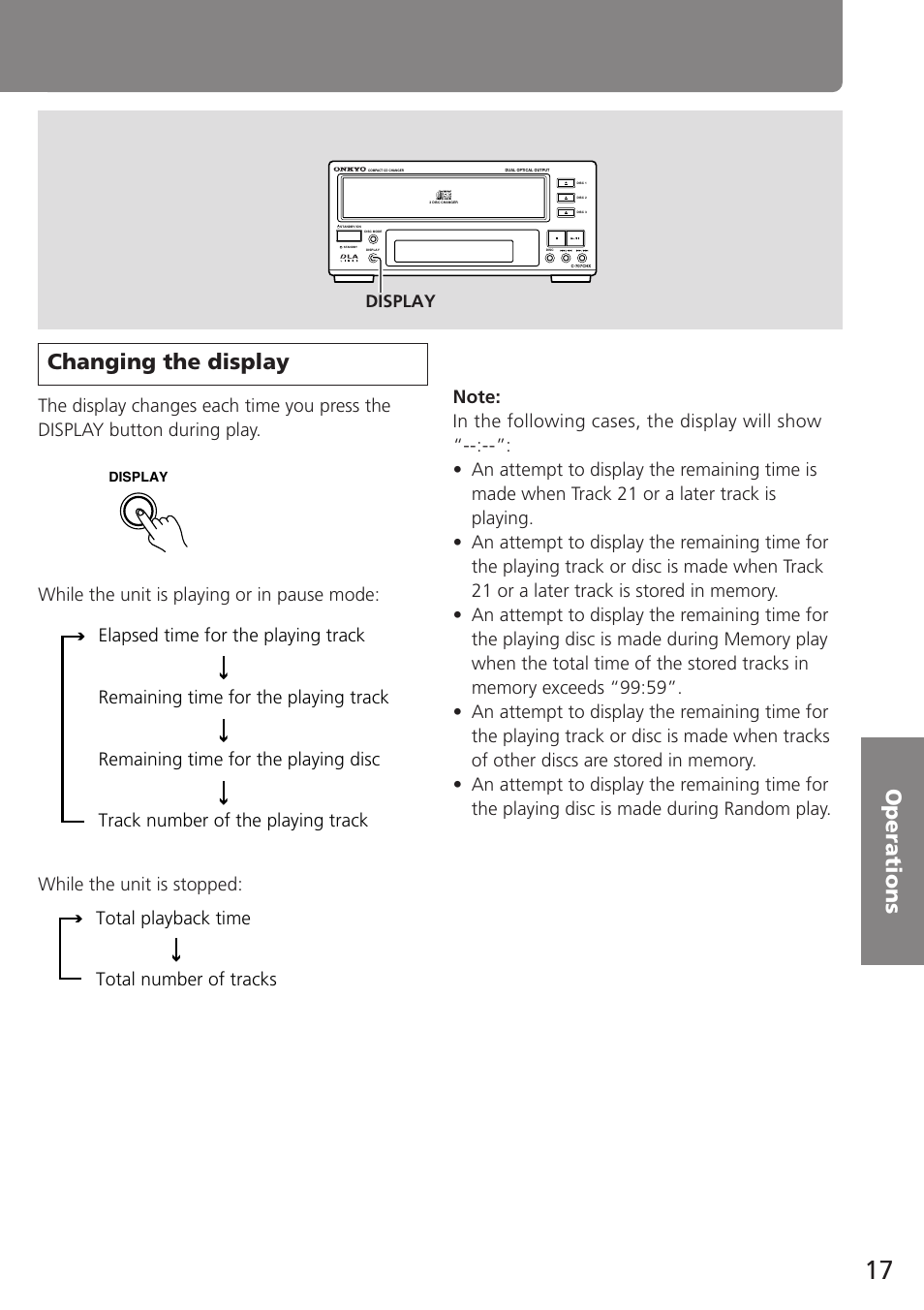 Total playback time total number of tracks | Onkyo C-707CHX User Manual | Page 17 / 28