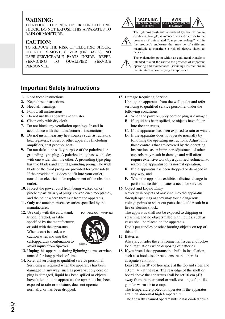 Introduction, Important safety instructions, Warning | Caution | Onkyo HT-R390 User Manual | Page 2 / 56