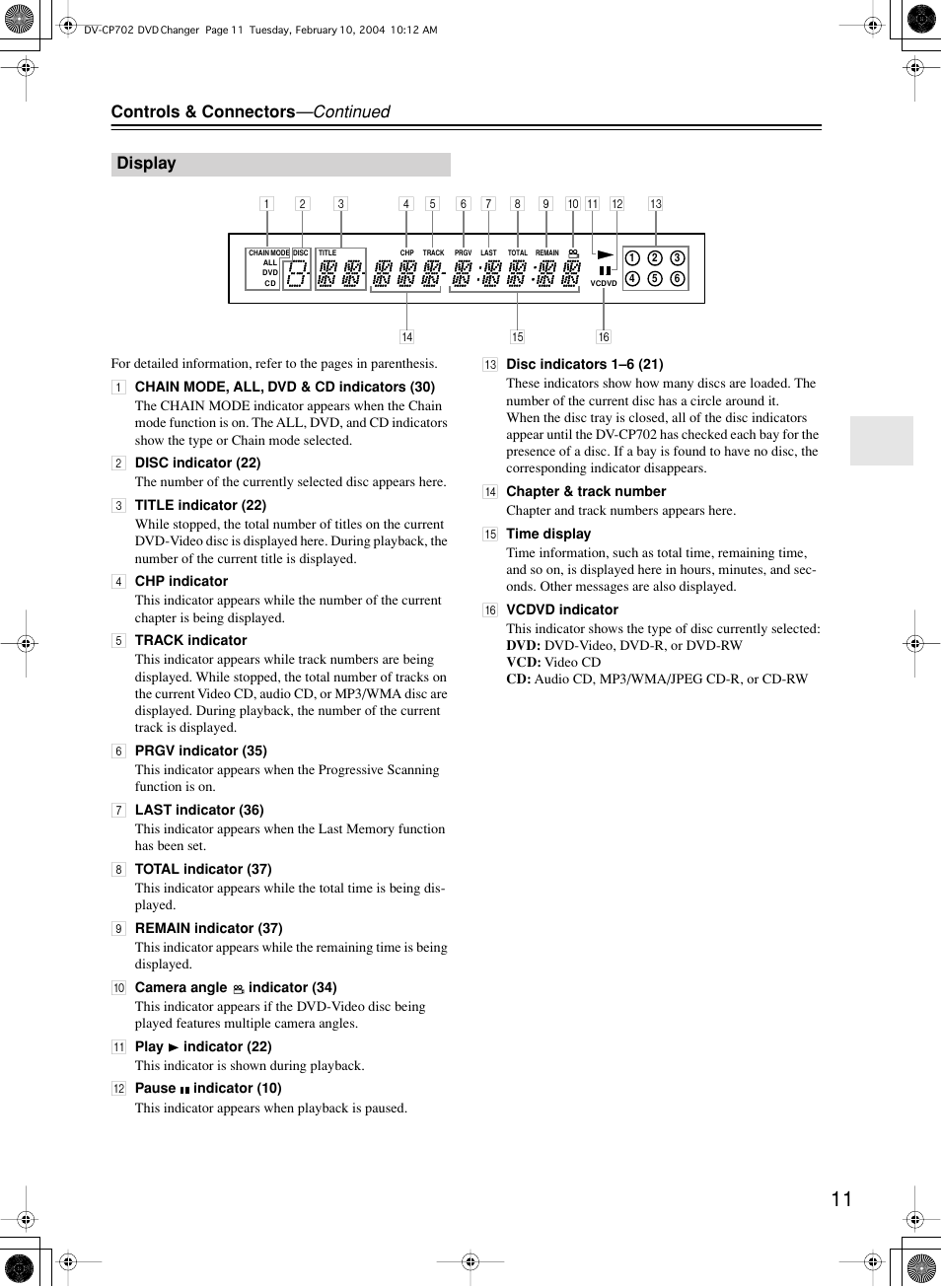 Onkyo DV-CP702 User Manual | Page 11 / 48