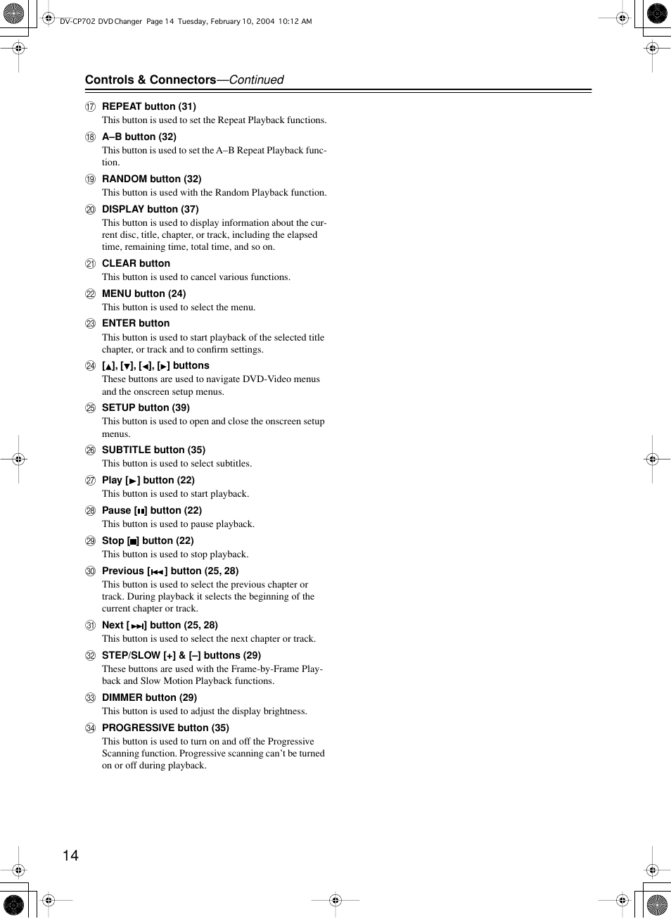 Onkyo DV-CP702 User Manual | Page 14 / 48