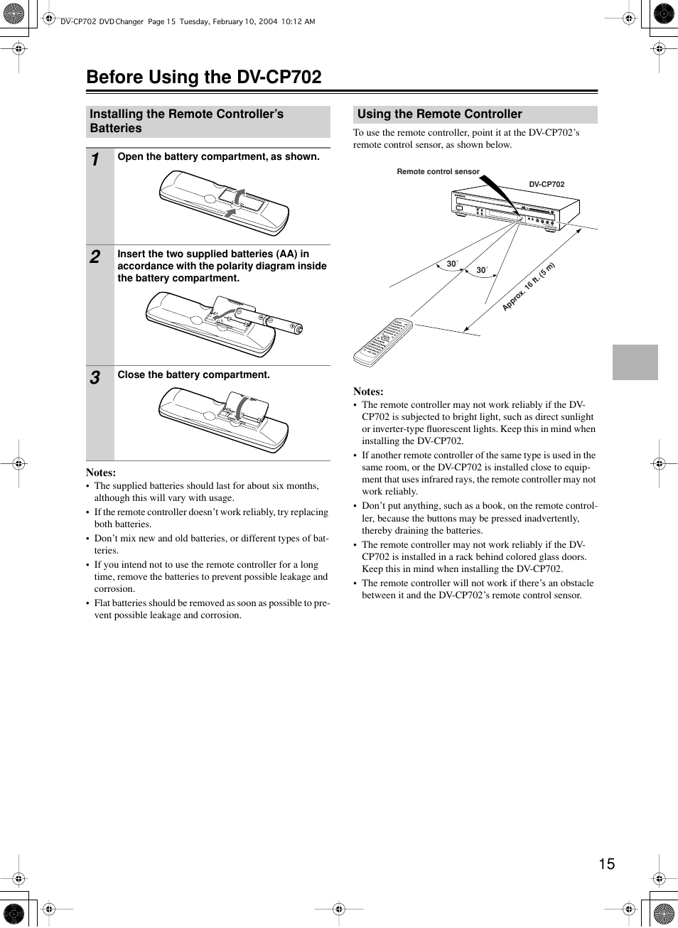 Before using the dv-cp702 | Onkyo DV-CP702 User Manual | Page 15 / 48