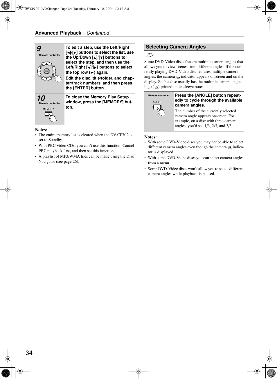 Onkyo DV-CP702 User Manual | Page 34 / 48