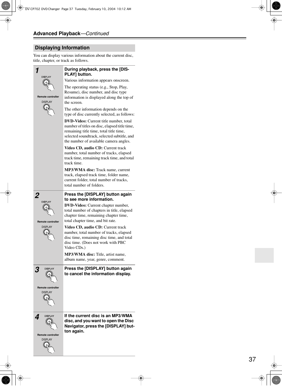 Onkyo DV-CP702 User Manual | Page 37 / 48