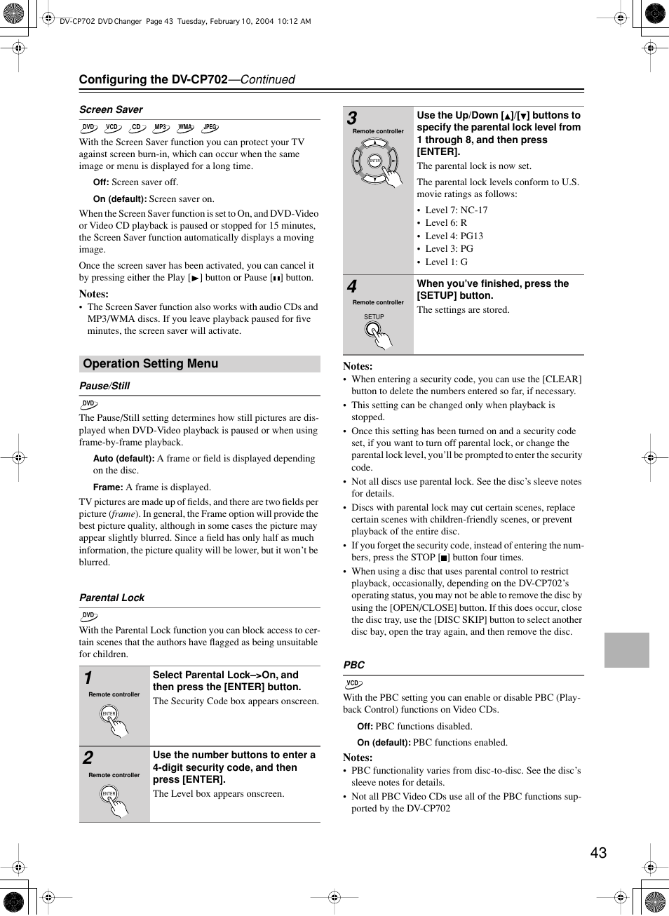 Onkyo DV-CP702 User Manual | Page 43 / 48