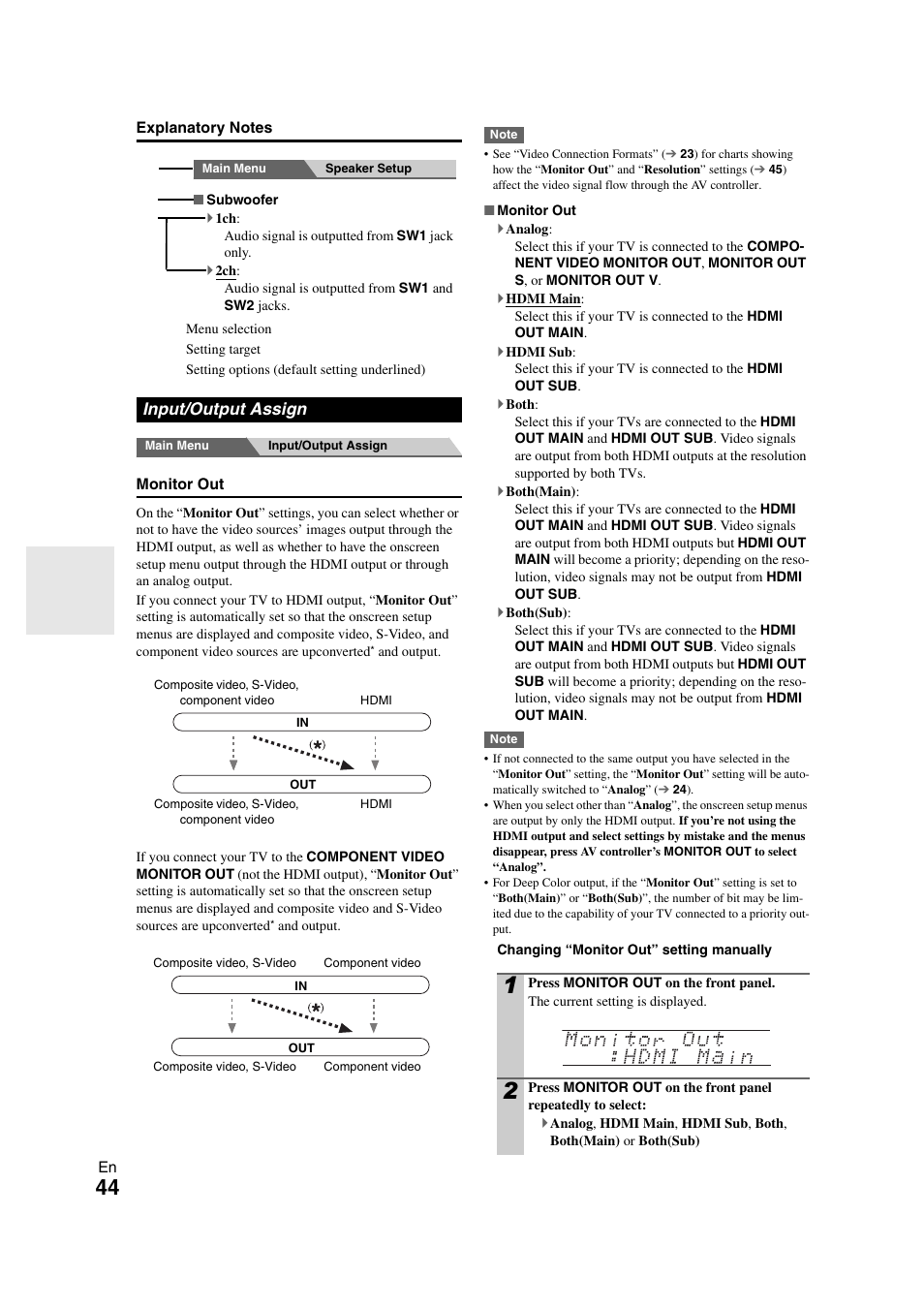 Input/output assign, Tton, 44 ), which generally dete | Onkyo PR-SC5508 User Manual | Page 44 / 108