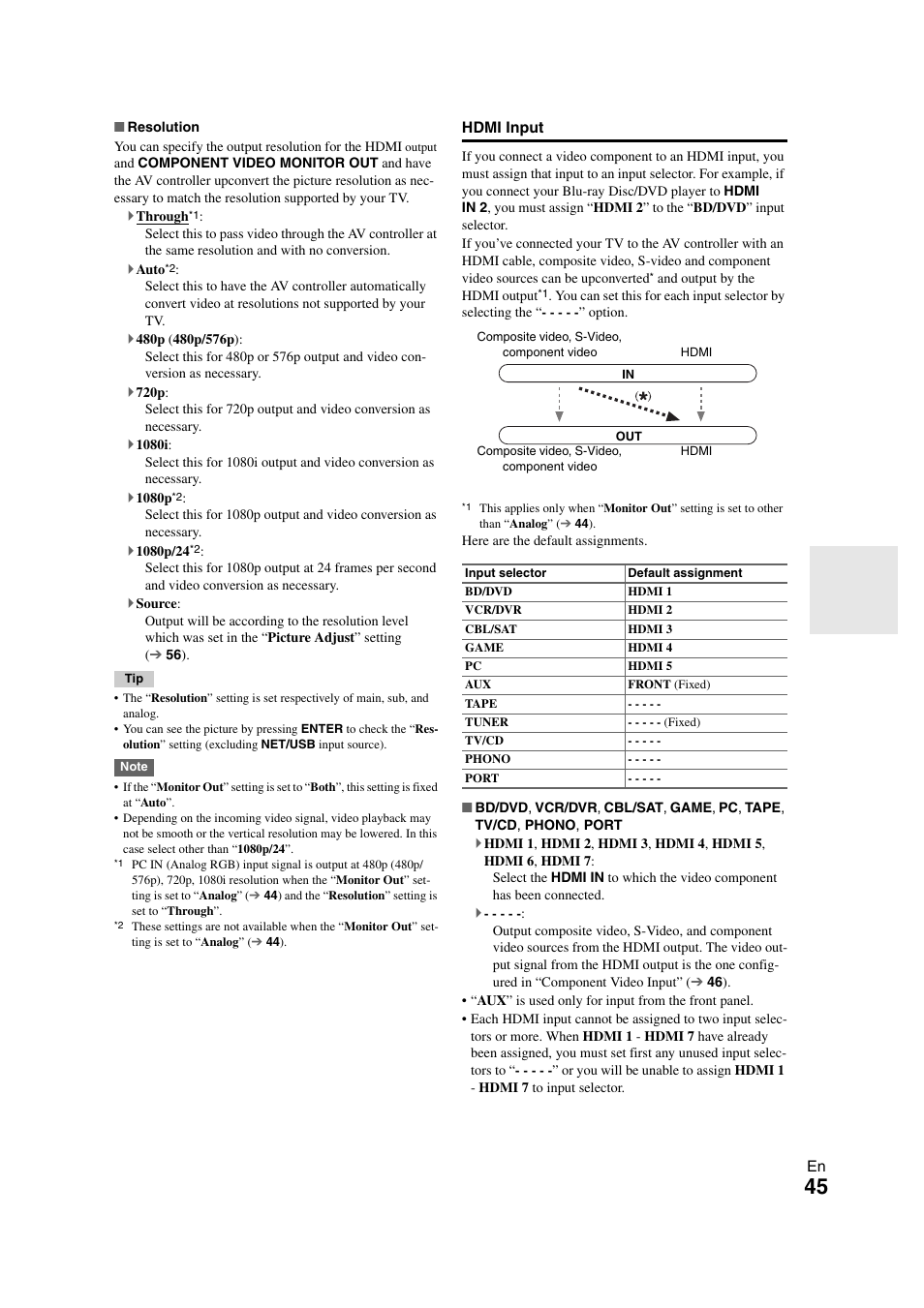 45 ), the | Onkyo PR-SC5508 User Manual | Page 45 / 108