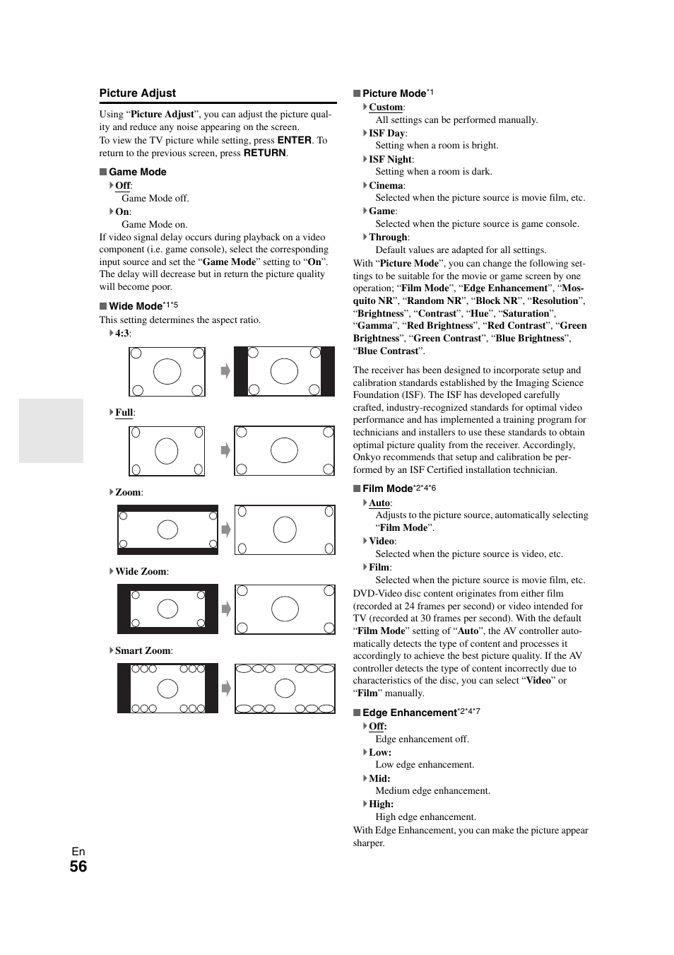 Picture adjust | Onkyo PR-SC5508 User Manual | Page 56 / 108