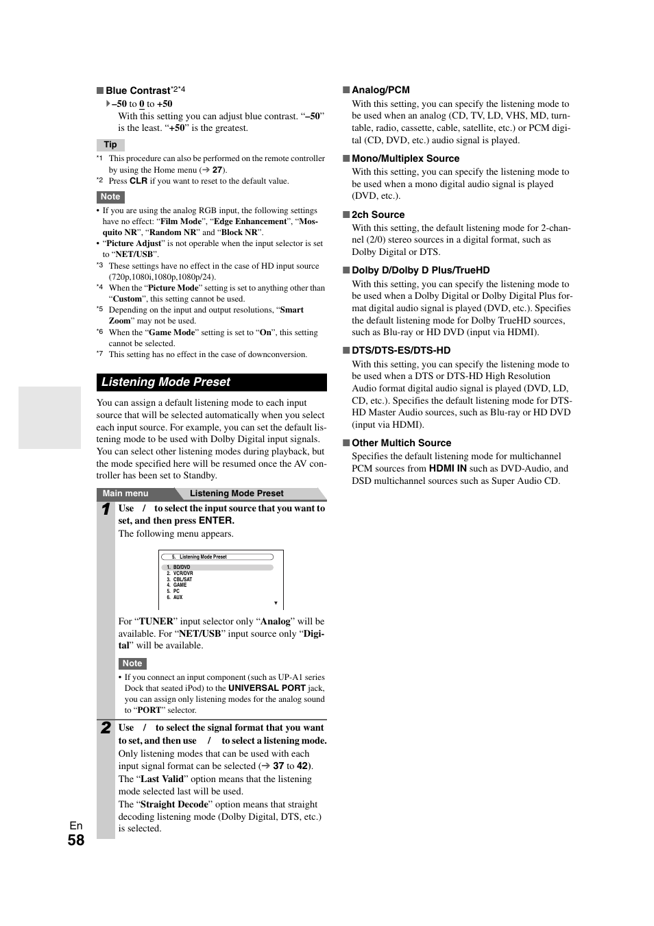 Listening mode preset | Onkyo PR-SC5508 User Manual | Page 58 / 108