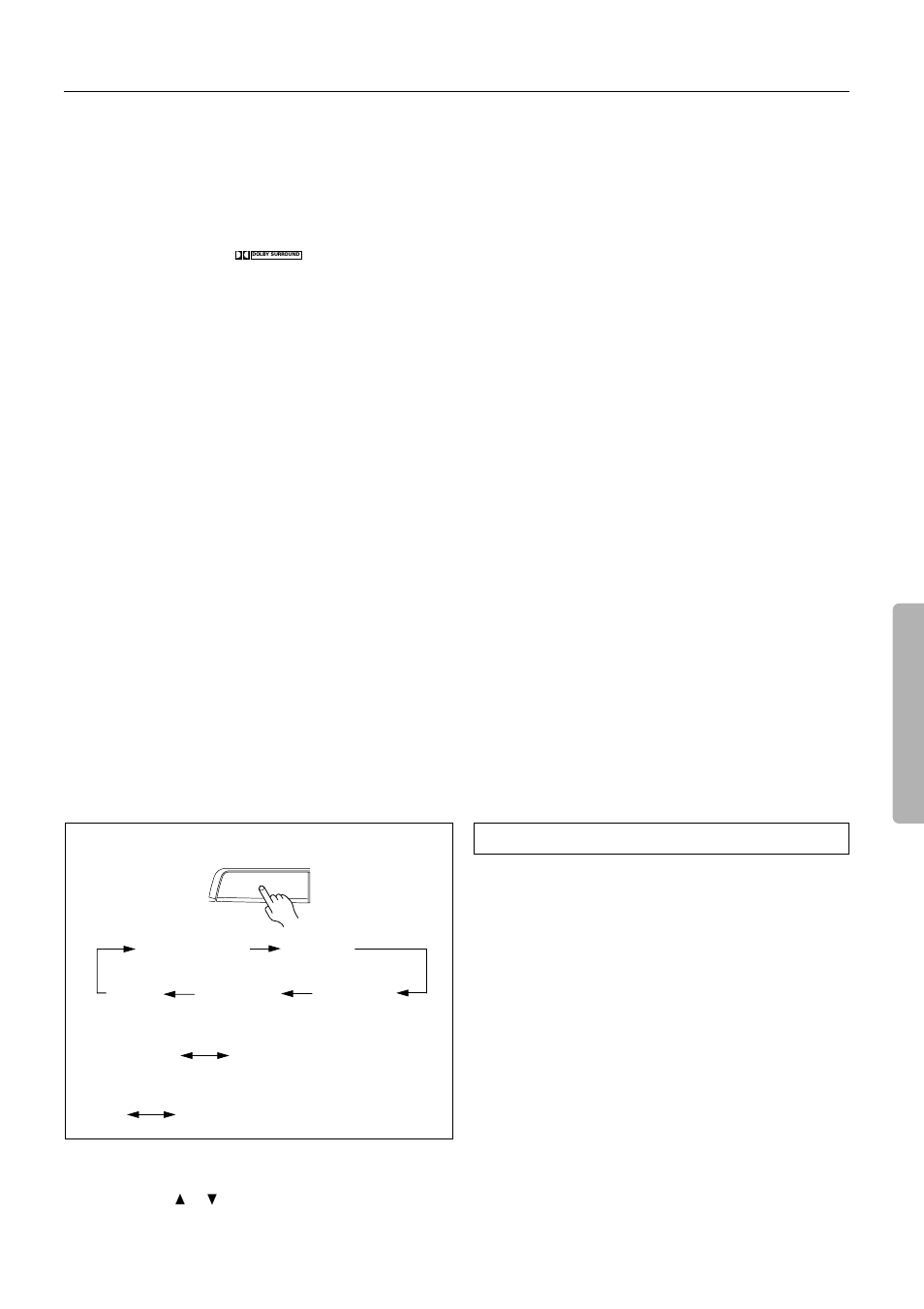 To enjoy surround mode or stereo mode, Dolby pro logic, Stereo | Notes on dts, If you play a cd or ld that supports dts when t, If you press the pause or skip button on the pl, The dts indicator on the tx-ds484 lights up whi, Some cd players and ld players may be unable to, The rec out jacks of the tx-ds484 output analog, Press an input selector button to select the de | Onkyo TX-DS484 User Manual | Page 21 / 32