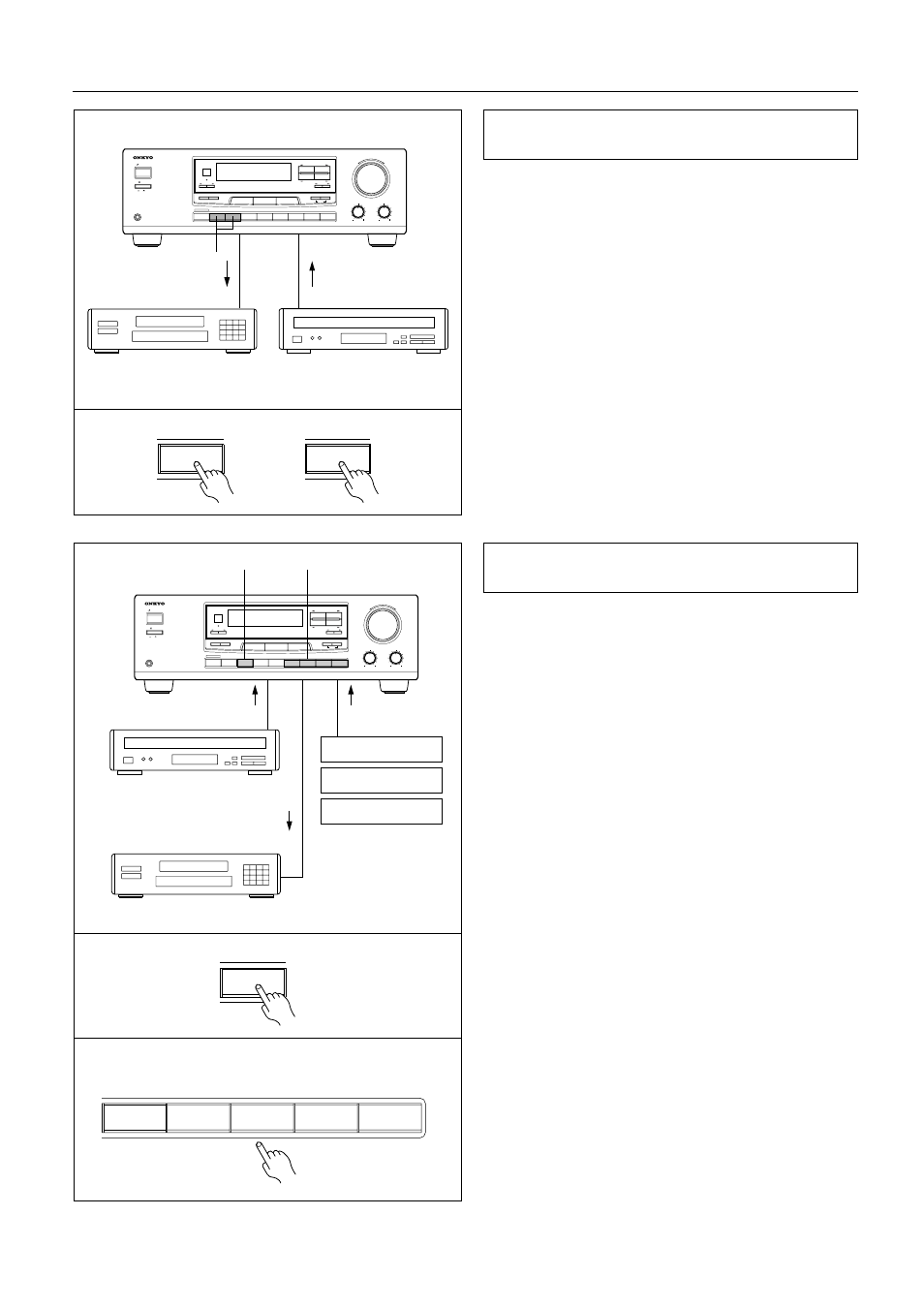 Recording a source, Load a disc in the video disc player or dvd pla, Press the video 1 or dvd button | Start playing the video disc player and recordi, Insert the disc or tape that you want to record, Insert a blank video tape in the vcr connected, Press the video 1 button, Select the audio program source (fm, am, phono, Start playing the video connected to the video | Onkyo TX-DS484 User Manual | Page 26 / 32