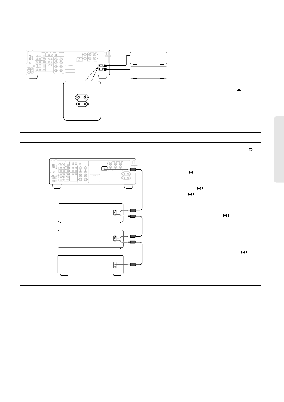 Connecting other devices, Ac outlet connection, Connections for remote control ( ) | Am fm 75, Play) (rec) out i n, Surround 2 1 front, Center sub woofer, Coaxial, Coaxial optical, Tx-ds484 cd player cassette tape deck dvd player | Onkyo TX-DS484 User Manual | Page 9 / 32