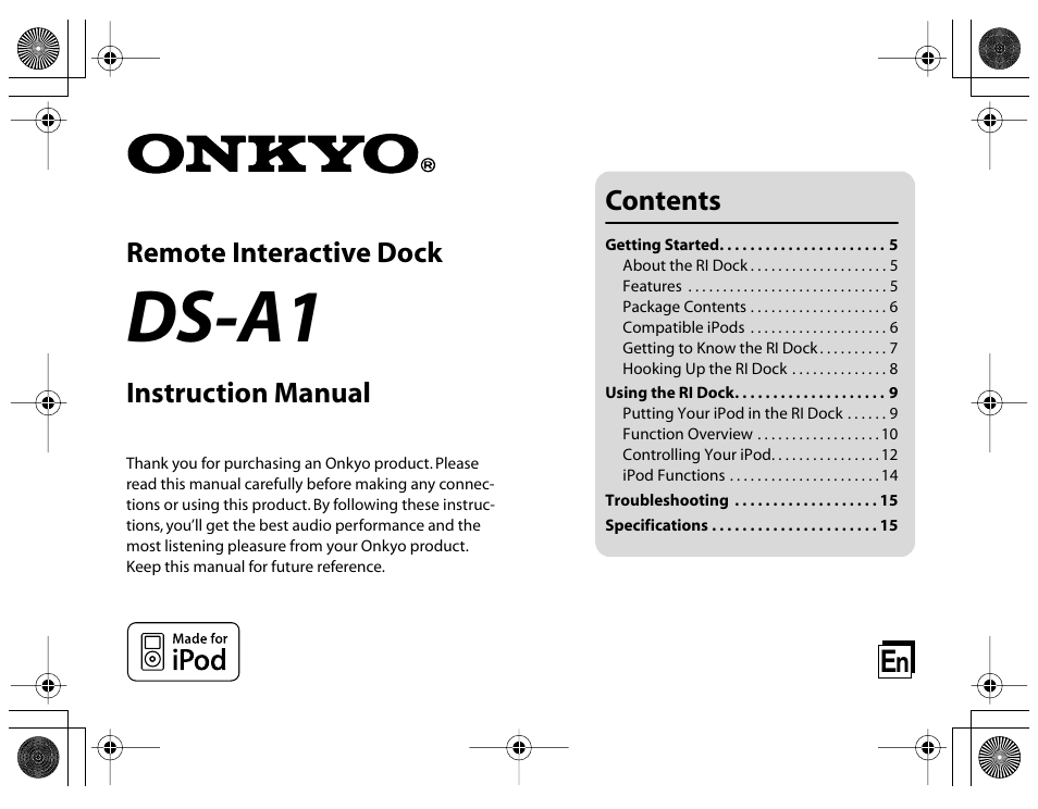 Onkyo DS-A1 User Manual | 18 pages