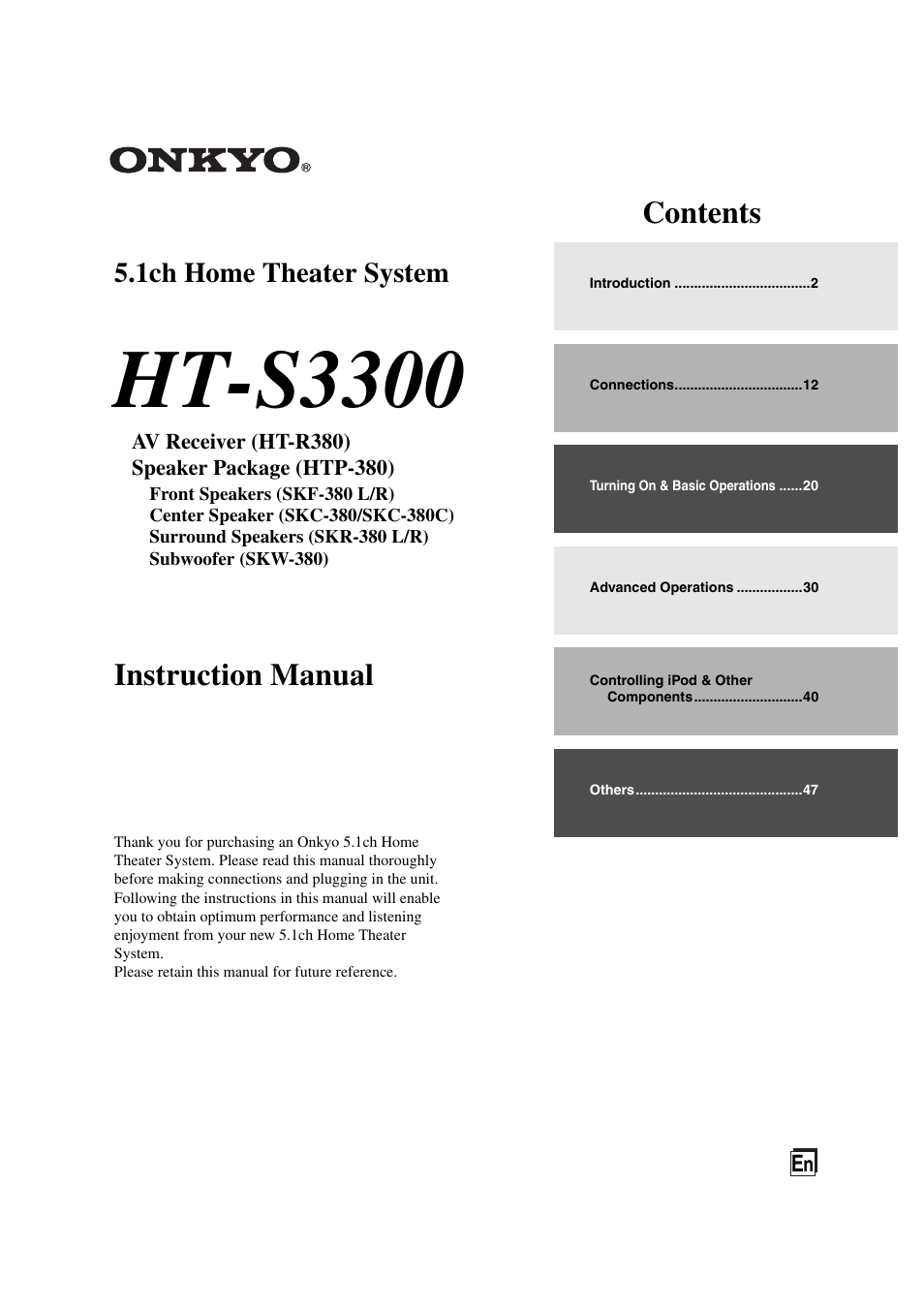 Onkyo HT-S3300 User Manual | 56 pages