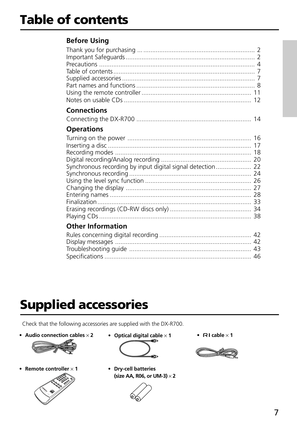 Onkyo DX-R700 User Manual | Page 7 / 48