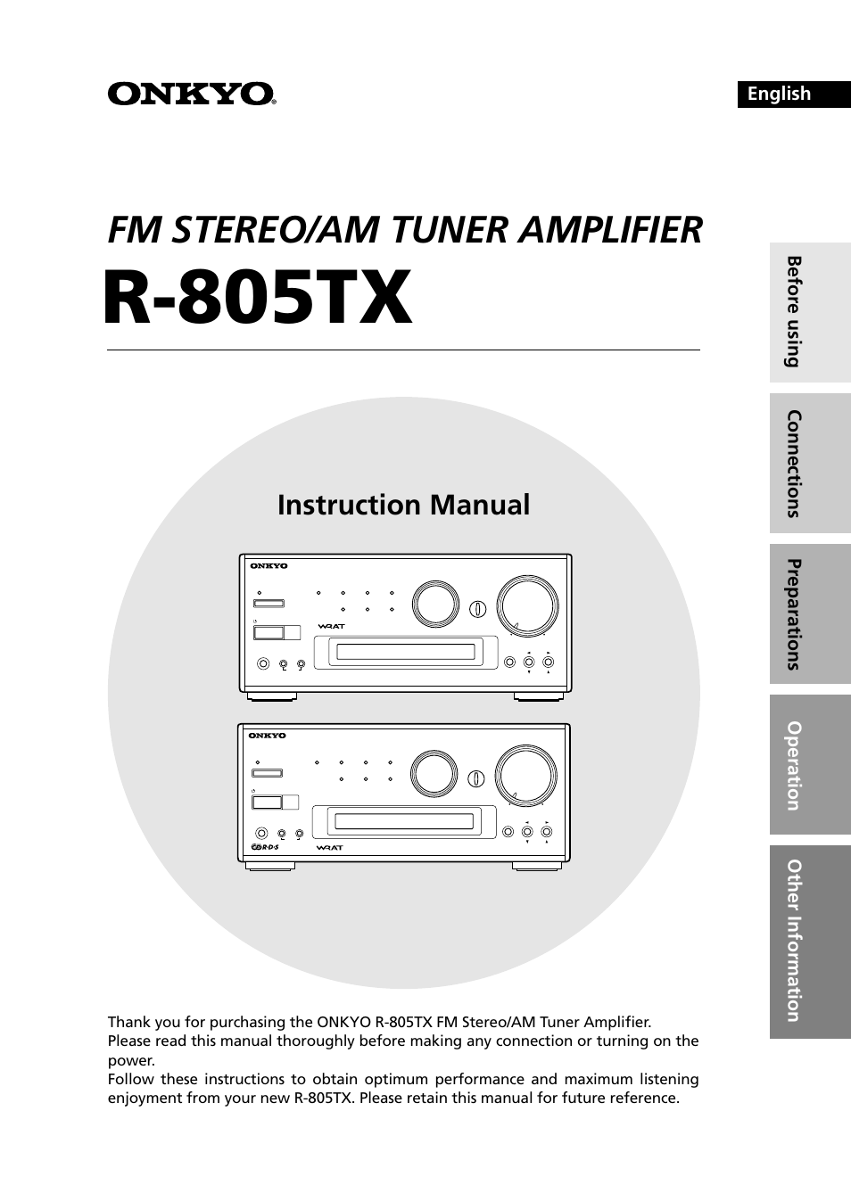 Onkyo R-805TX User Manual | 52 pages
