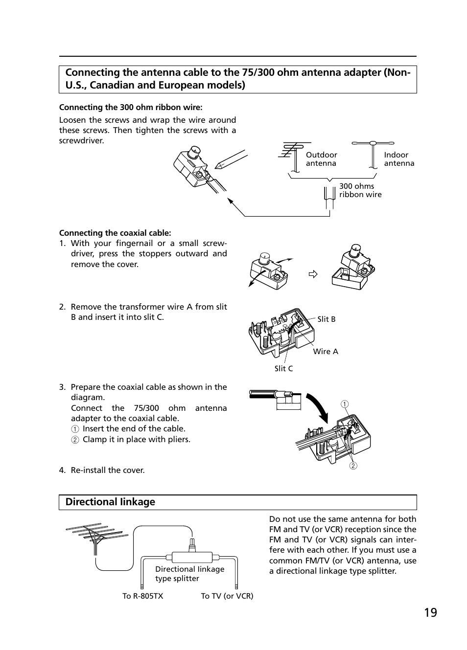 Directional iinkage | Onkyo R-805TX User Manual | Page 19 / 52