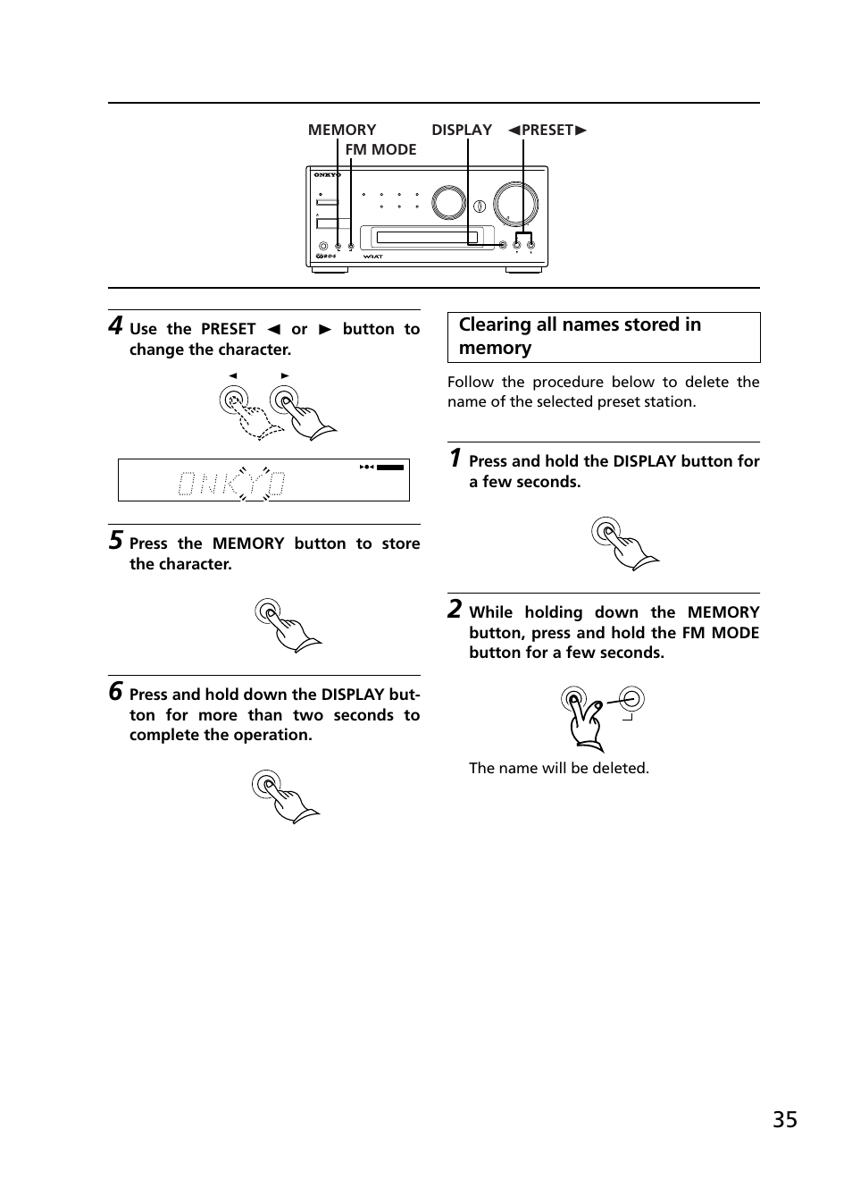 The name will be deleted | Onkyo R-805TX User Manual | Page 35 / 52