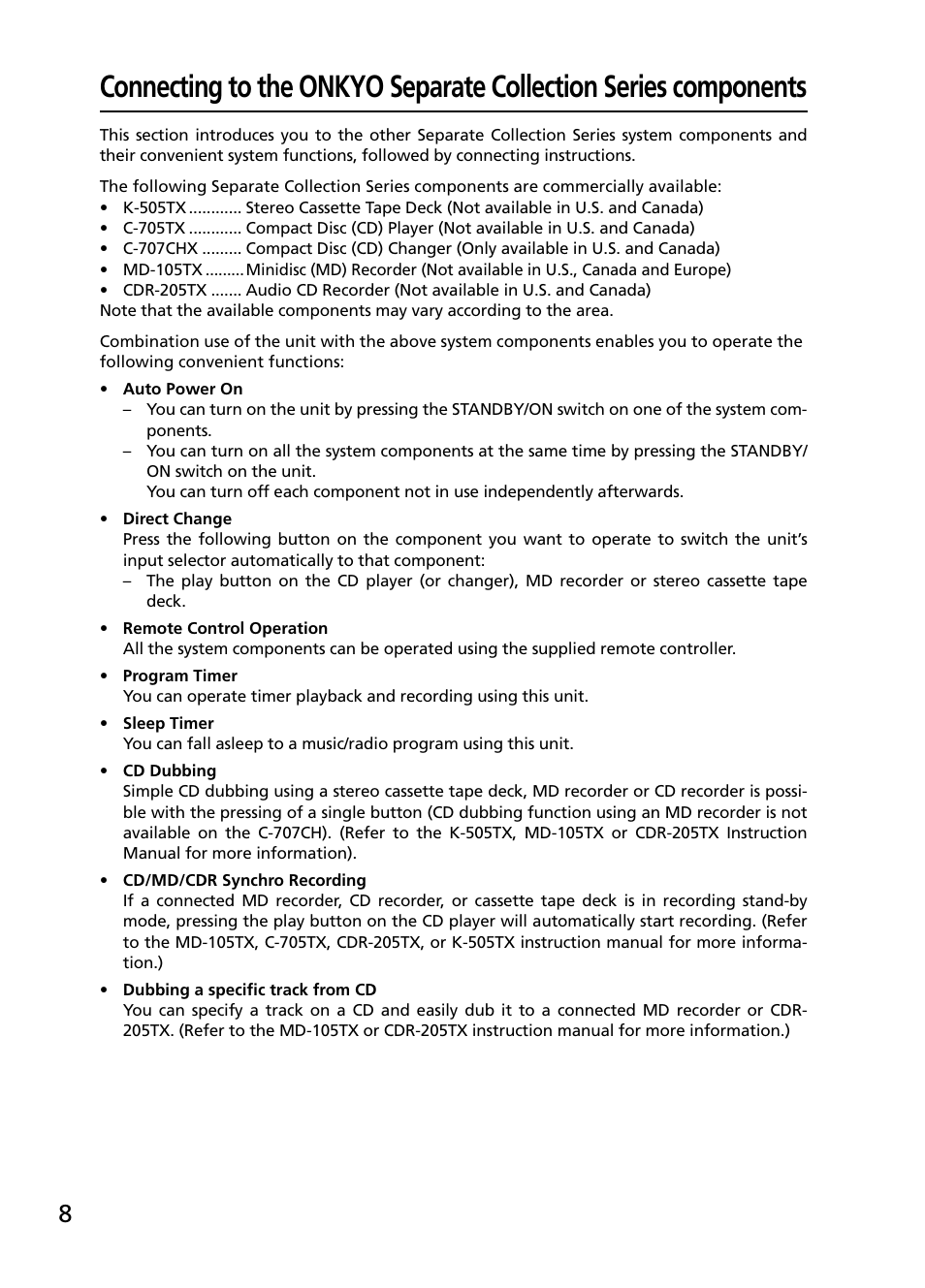 Onkyo R-805TX User Manual | Page 8 / 52