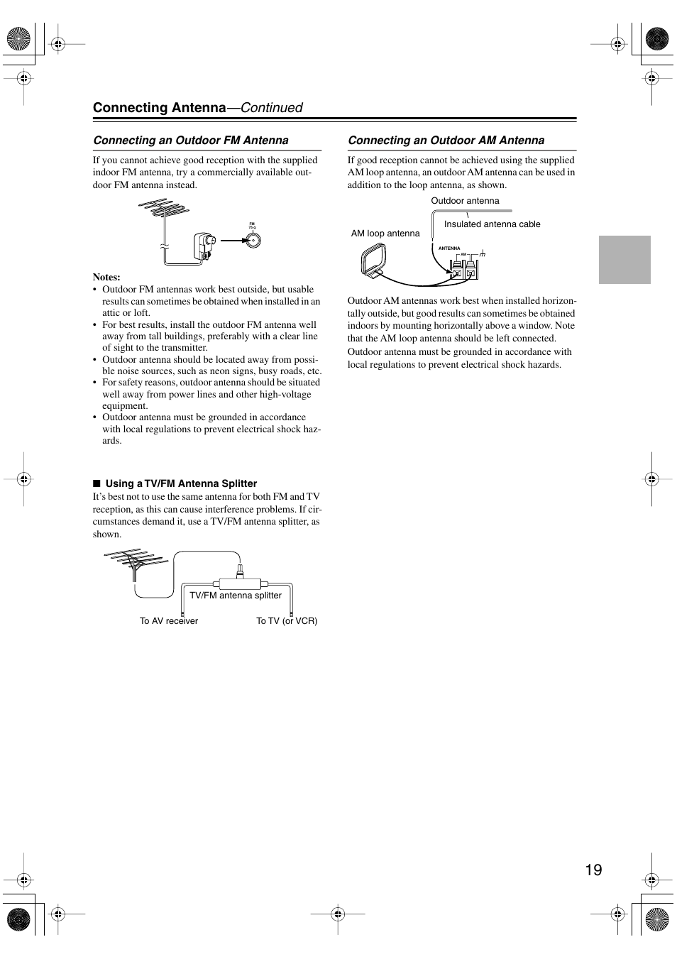 Connecting antenna —continued | Onkyo HT-R520 User Manual | Page 19 / 68