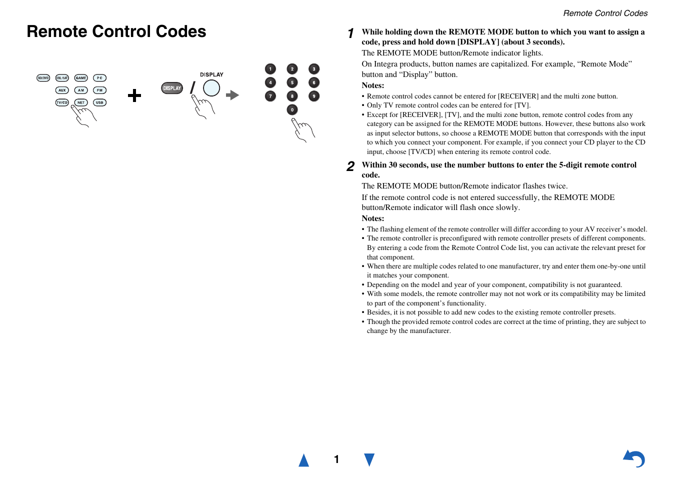 Remote control codes | Onkyo AV RECEIVER HT-RC460 User Manual | Page 121 / 140