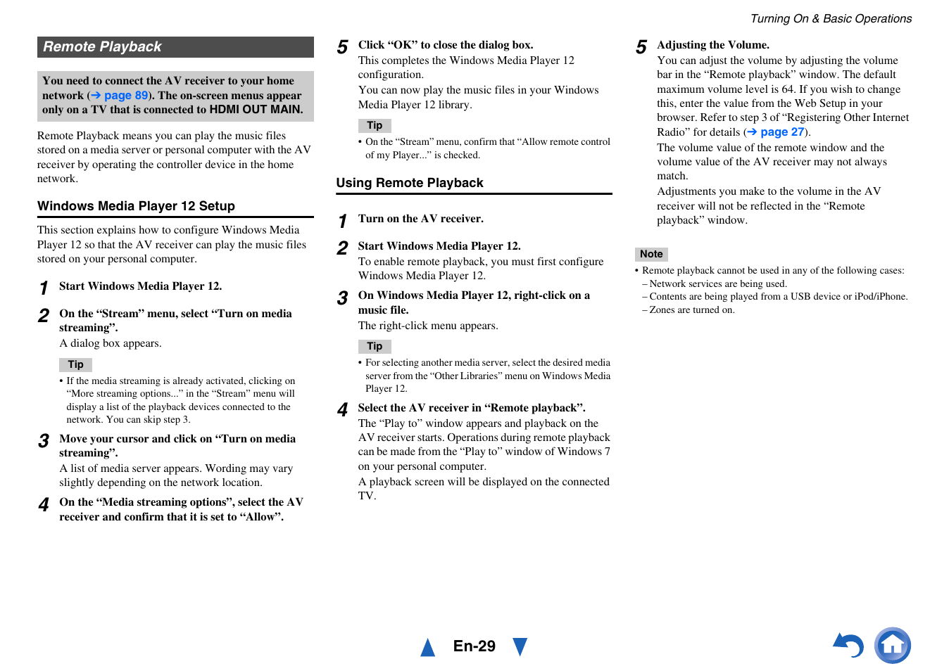 Remote playback | Onkyo AV RECEIVER HT-RC460 User Manual | Page 29 / 140