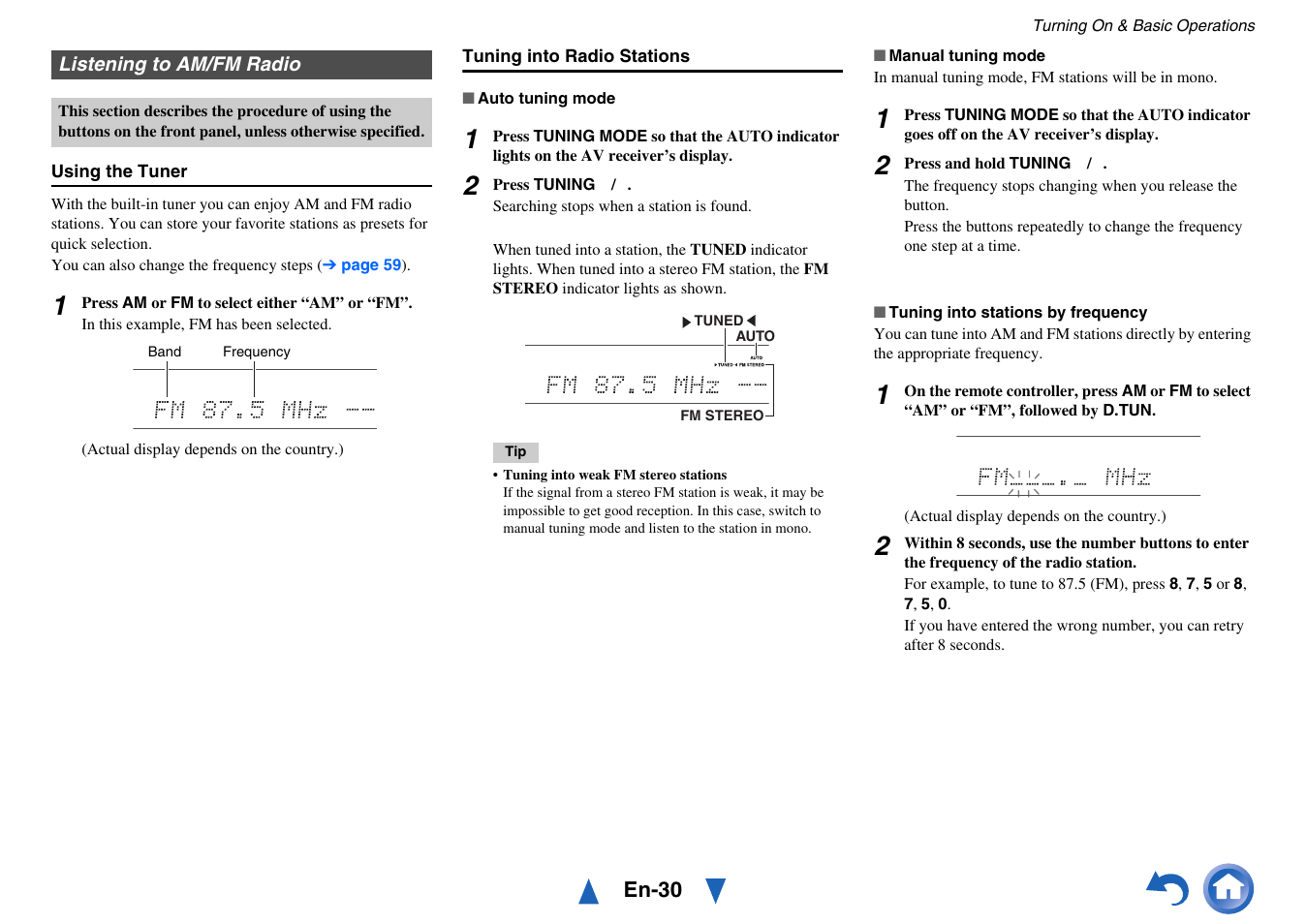 Listening to am/fm radio, Cator | Onkyo AV RECEIVER HT-RC460 User Manual | Page 30 / 140