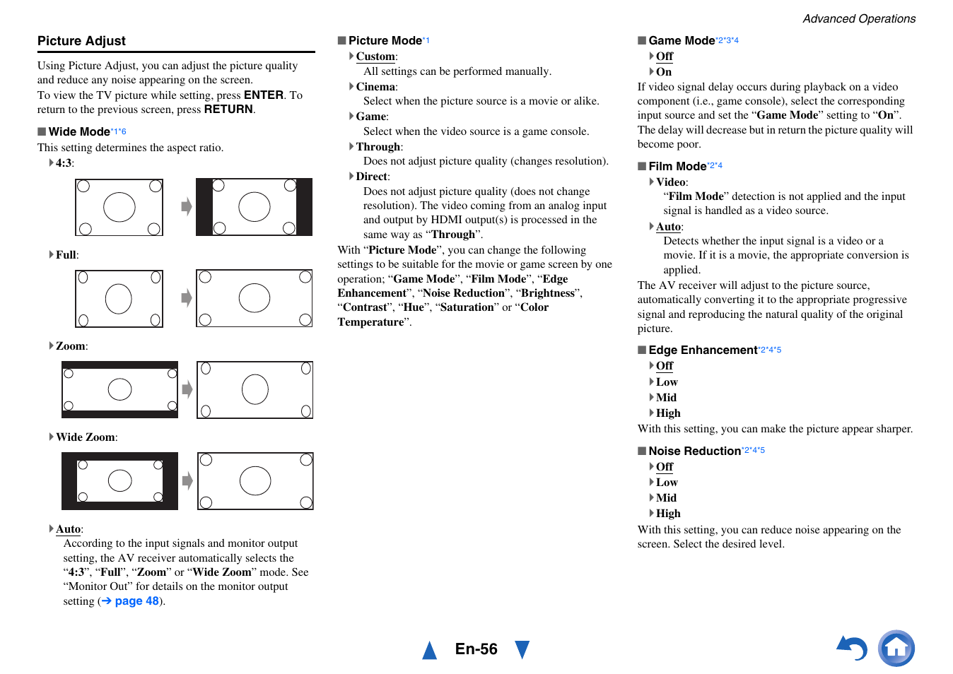 Picture adjust, En-56 | Onkyo AV RECEIVER HT-RC460 User Manual | Page 56 / 140