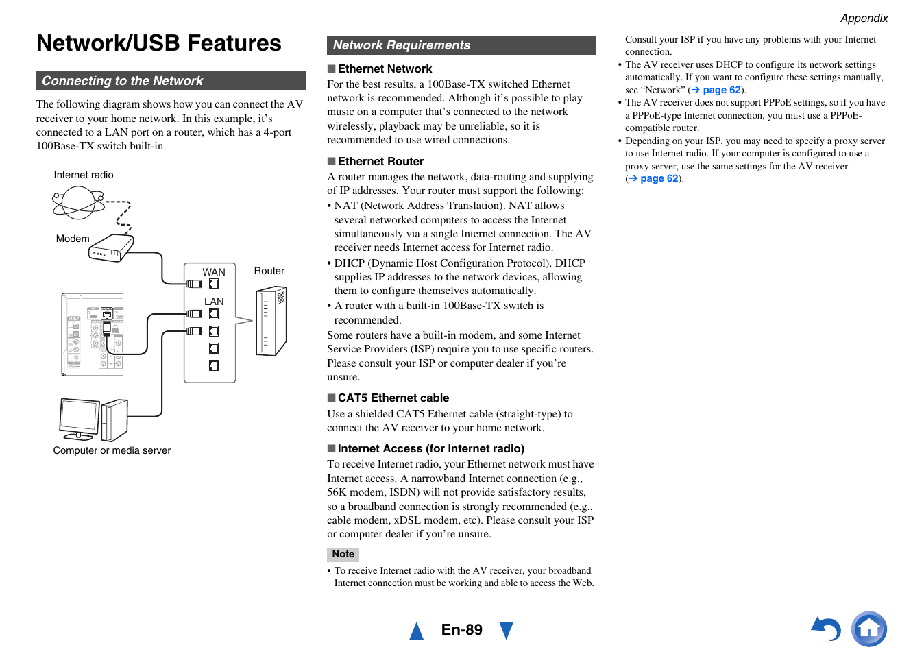 Network/usb features, En-89 | Onkyo AV RECEIVER HT-RC460 User Manual | Page 89 / 140