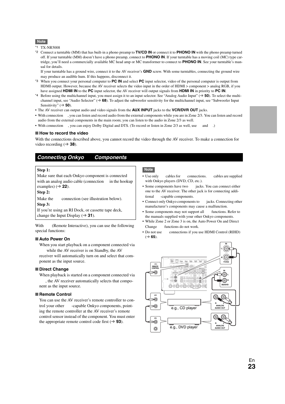 Connecting onkyo ri components, Connecting onkyo, Connecting onkyo components | Onkyo TX-NR3008 User Manual | Page 23 / 116