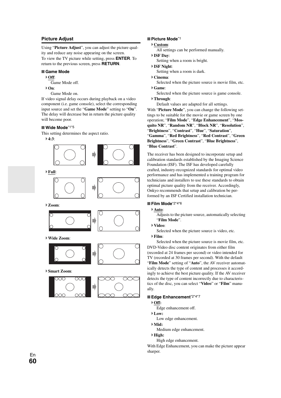 Picture adjust | Onkyo TX-NR3008 User Manual | Page 60 / 116