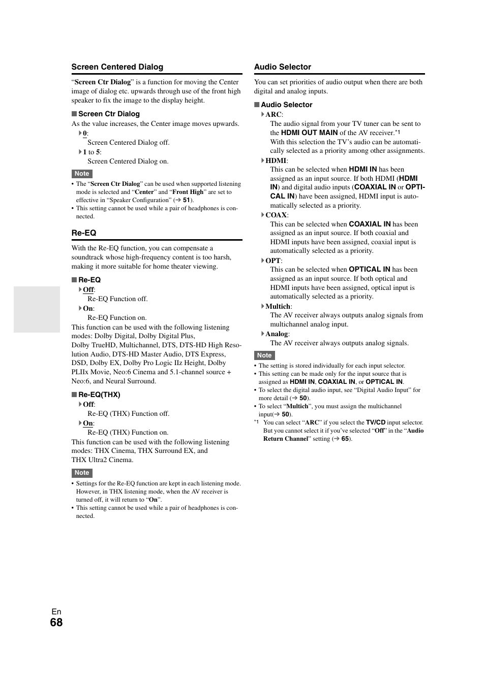 See “audio selector | Onkyo TX-NR3008 User Manual | Page 68 / 116